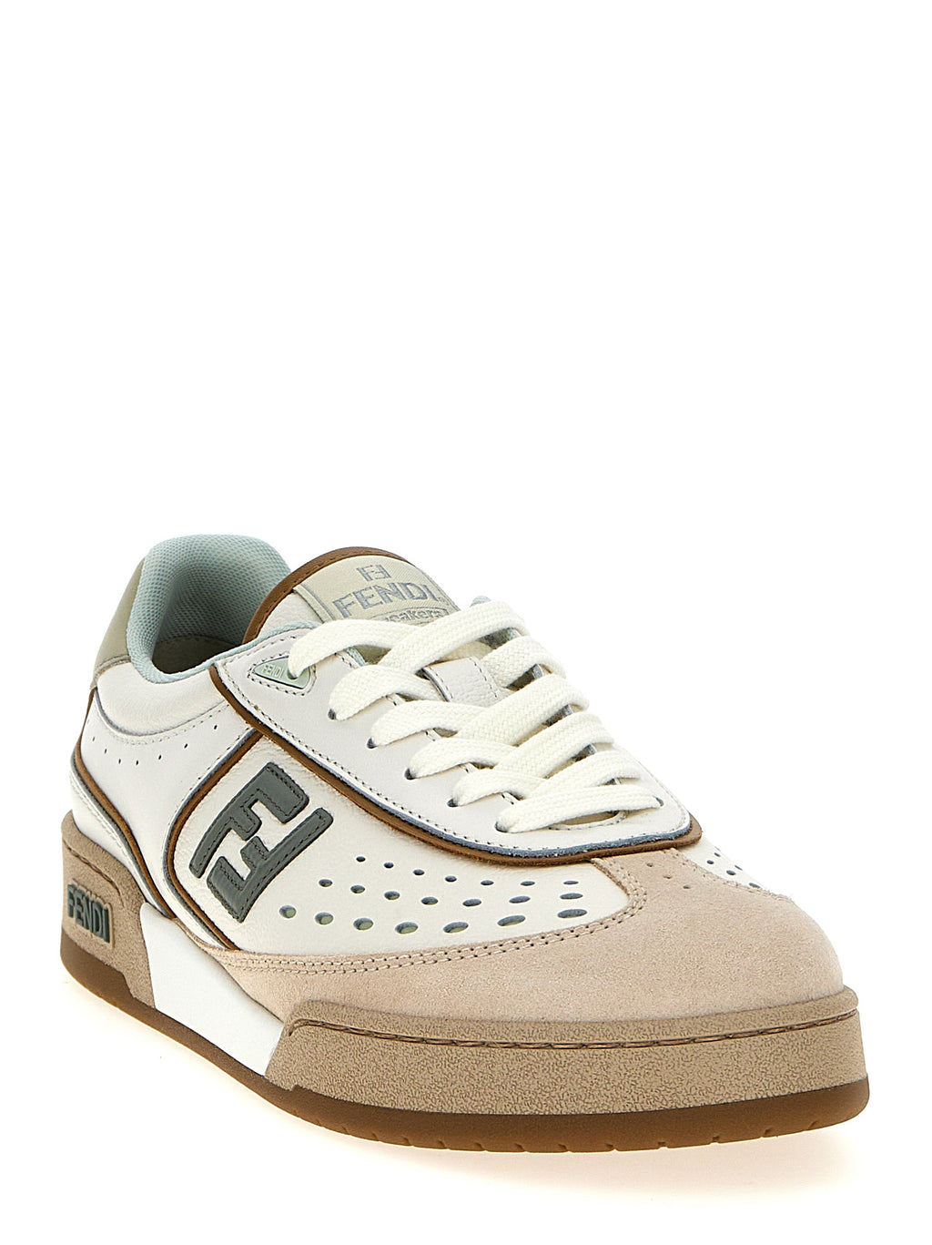 Fendi Beige Leather Sneakers - Side view