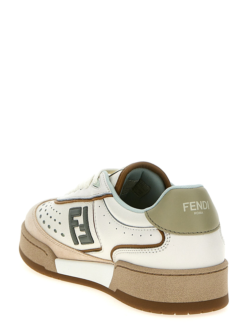 Fendi Beige Leather Sneakers - Back view