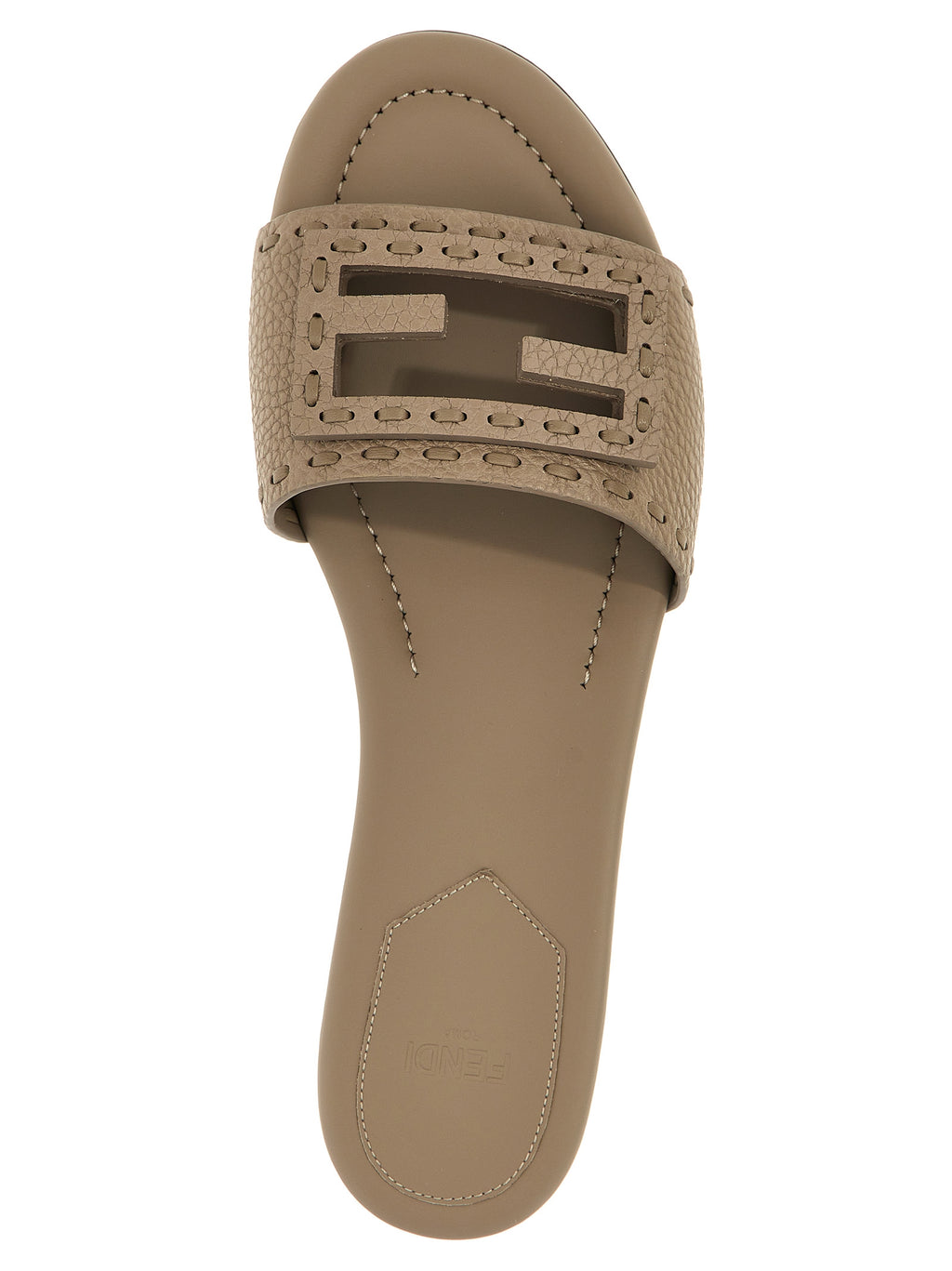 Fendi Gray Calfskin Slides - Detail view