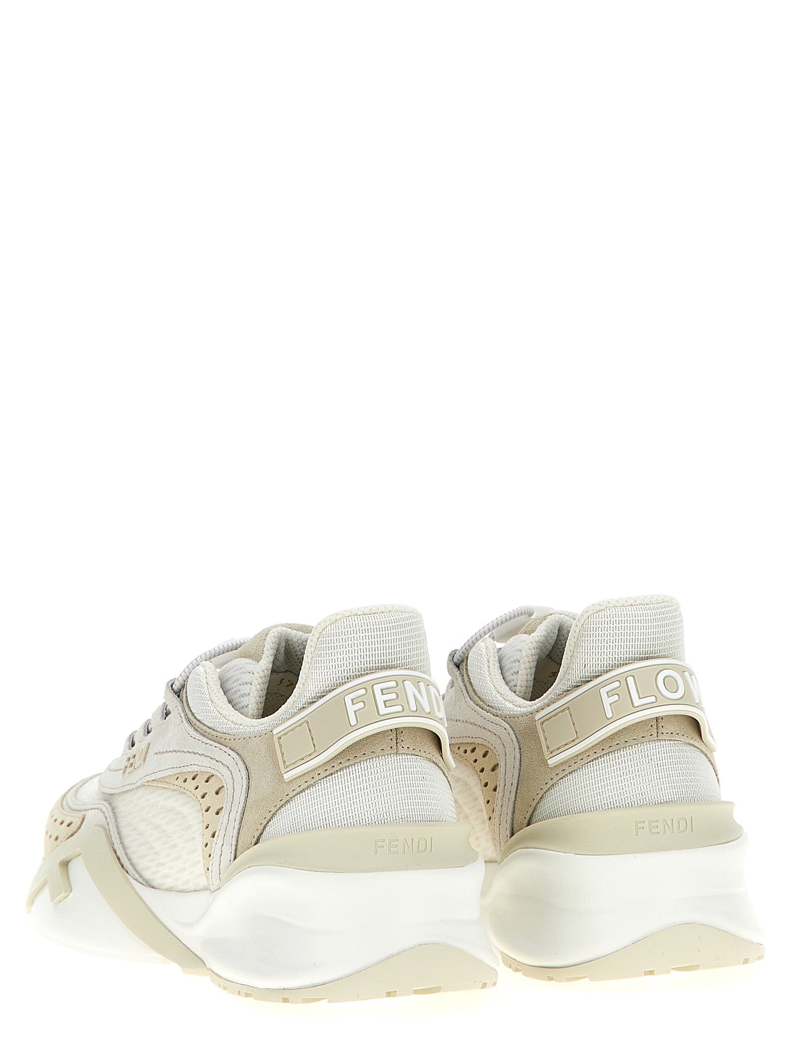 Fendi White Polyester Athletic Sneakers - Side view