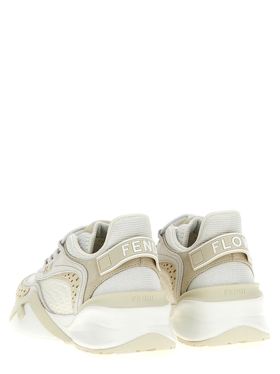 Fendi White Polyester Athletic Sneakers - Side view