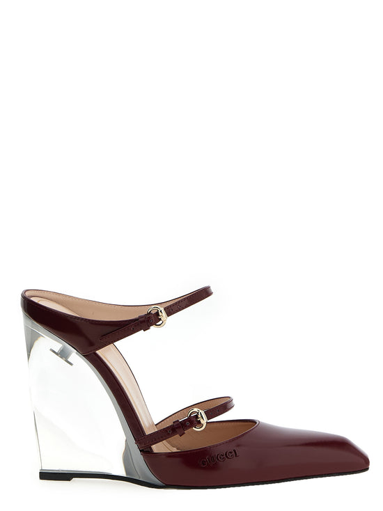 Gucci Multicolor Leather Wedge Sandals - Front view