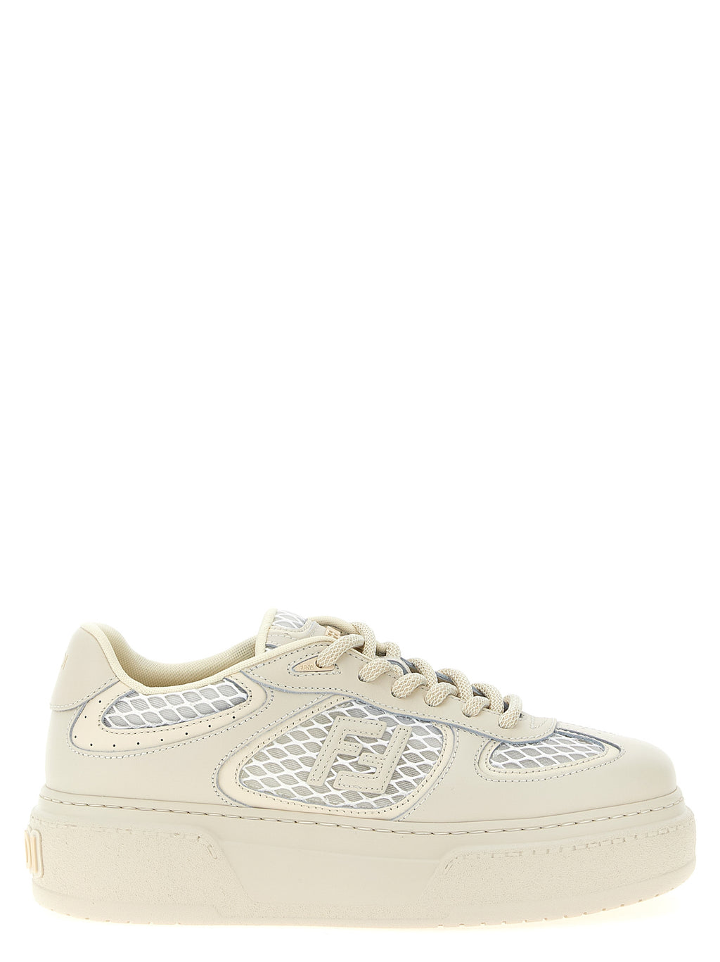 Fendi Beige Calfskin Platform Sneakers - Front view