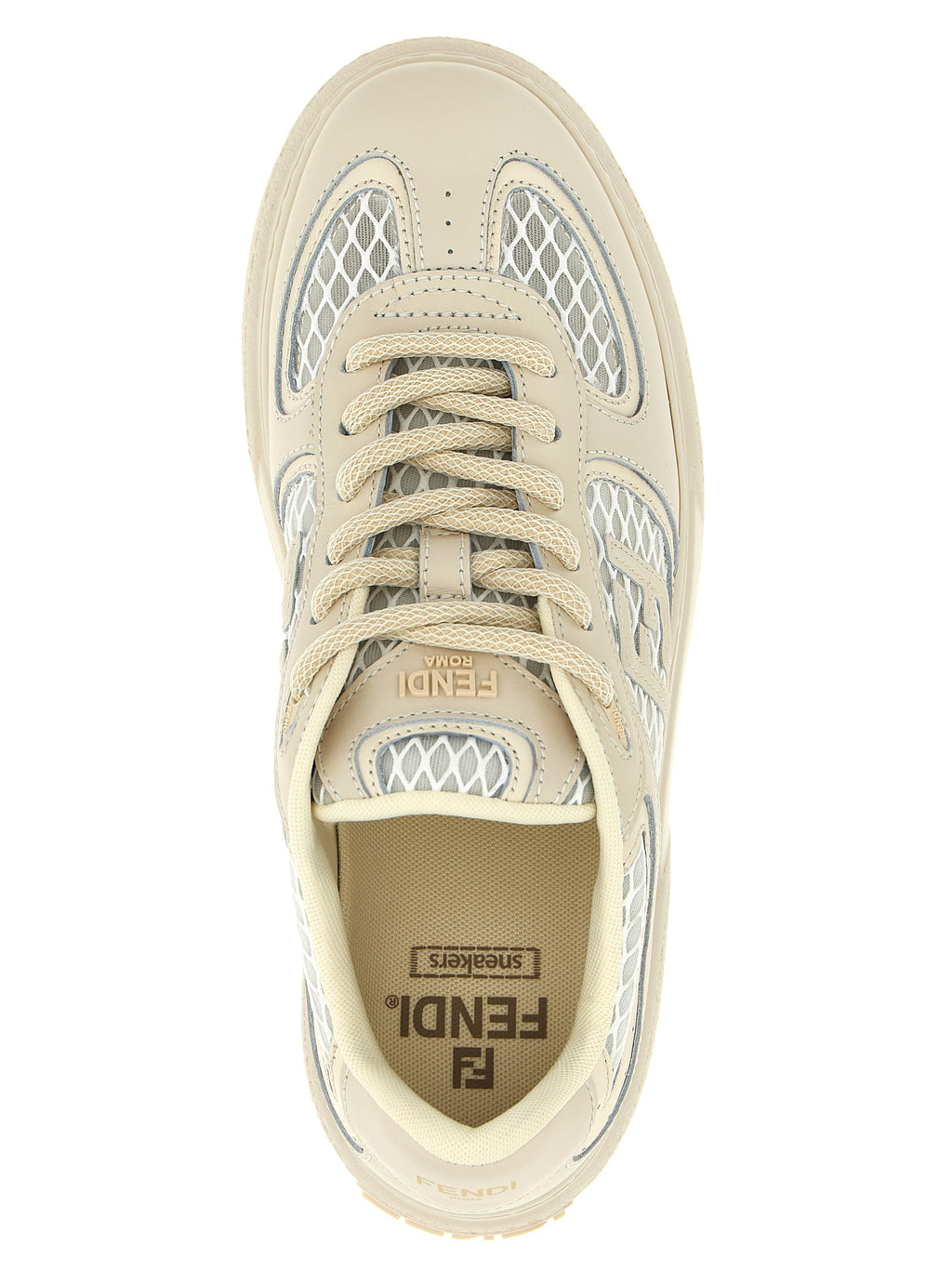 Fendi Beige Calfskin Platform Sneakers - Detail view