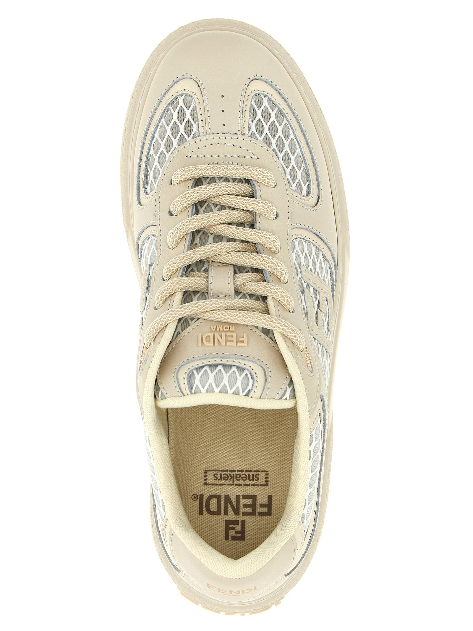 Fendi Beige Calfskin Platform Sneakers - Detail view
