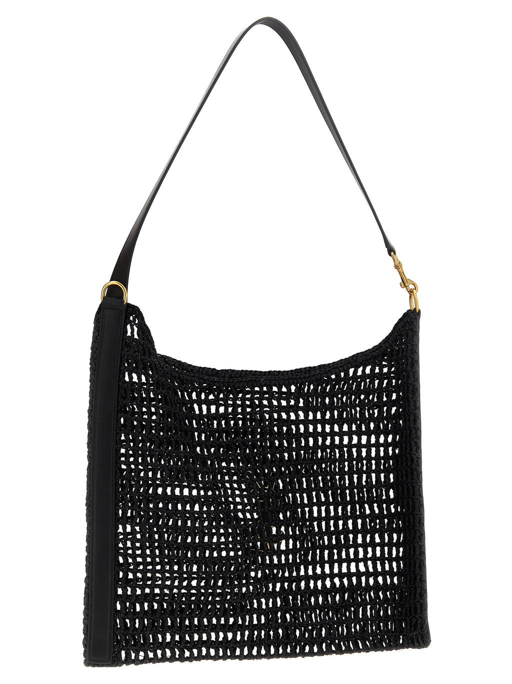 Saint Laurent Black Raffia Shoulder Bag - Side view