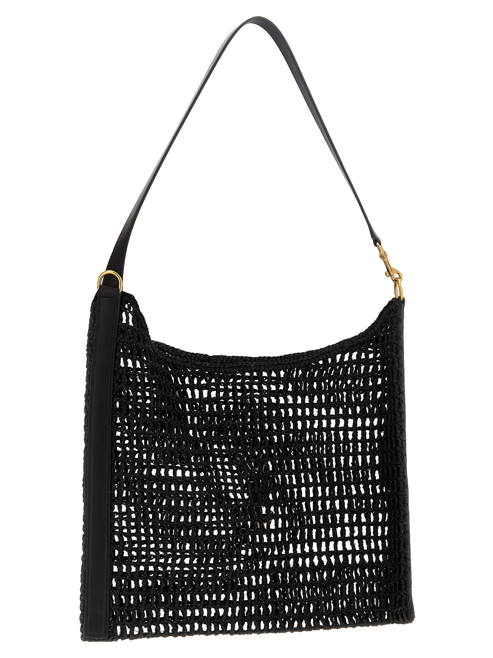 Saint Laurent Black Raffia Shoulder Bag - Side view