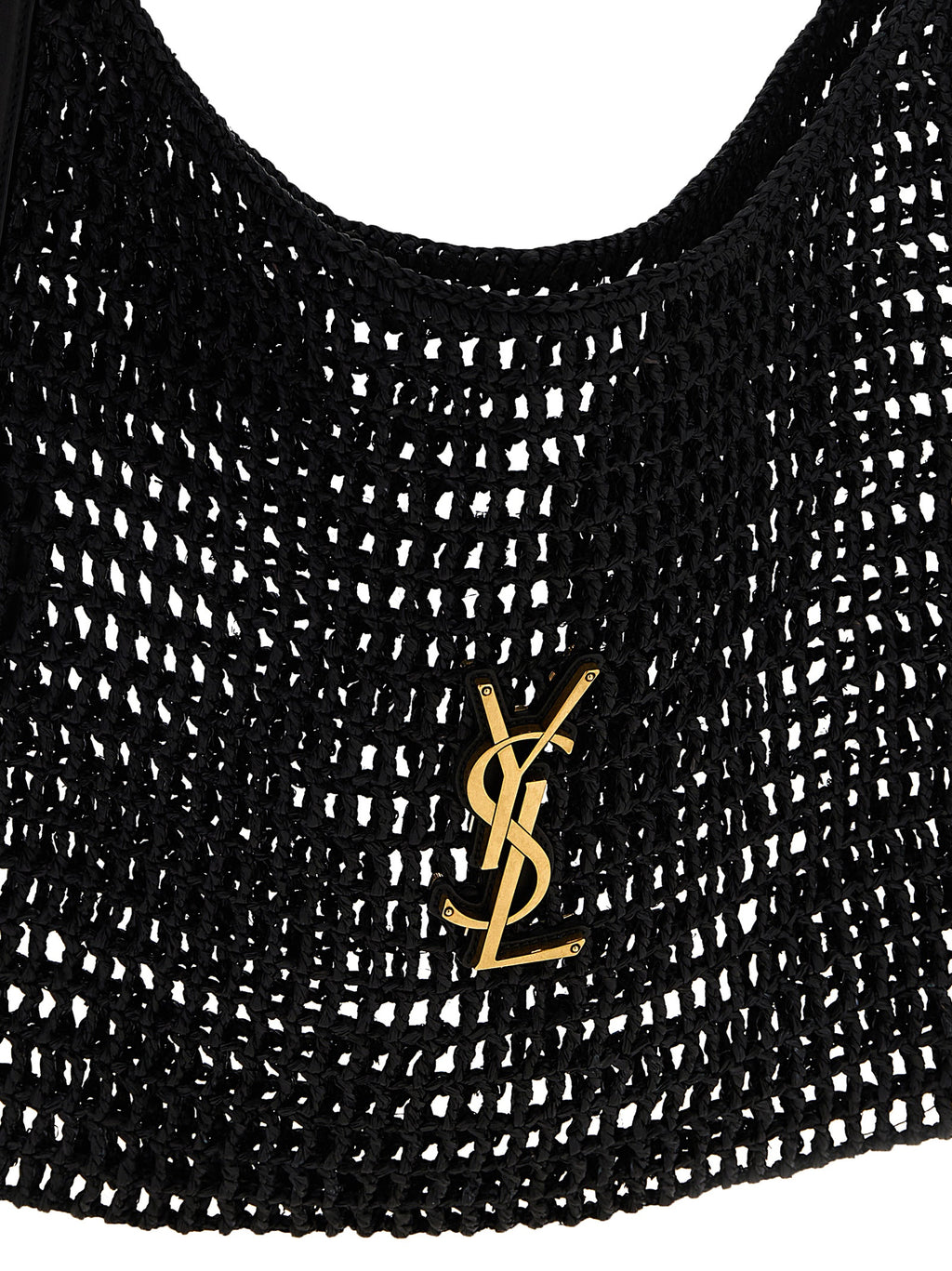 Saint Laurent Black Raffia Shoulder Bag - Back view