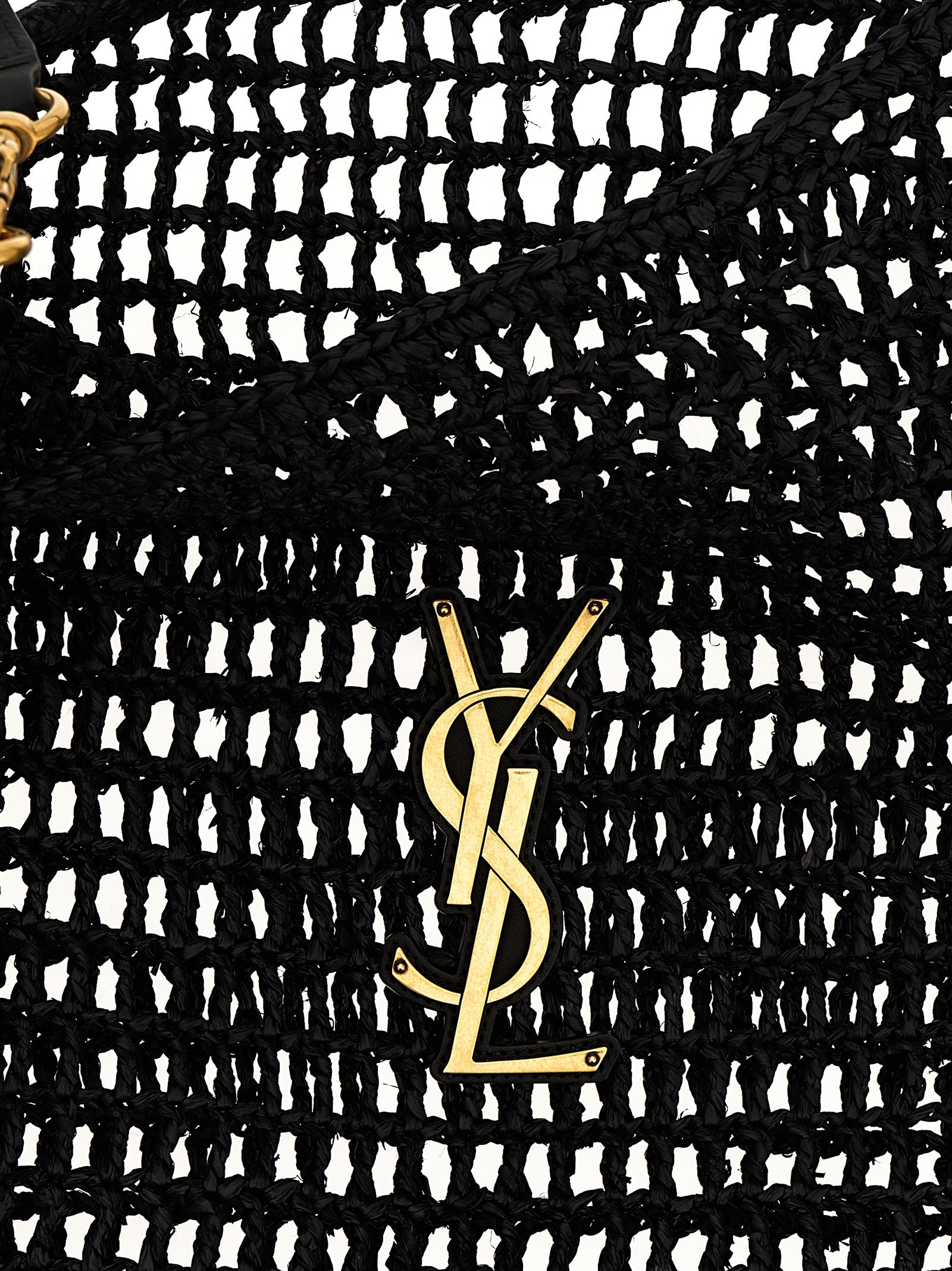 Saint Laurent Black Raffia Shoulder Bag - Detail view