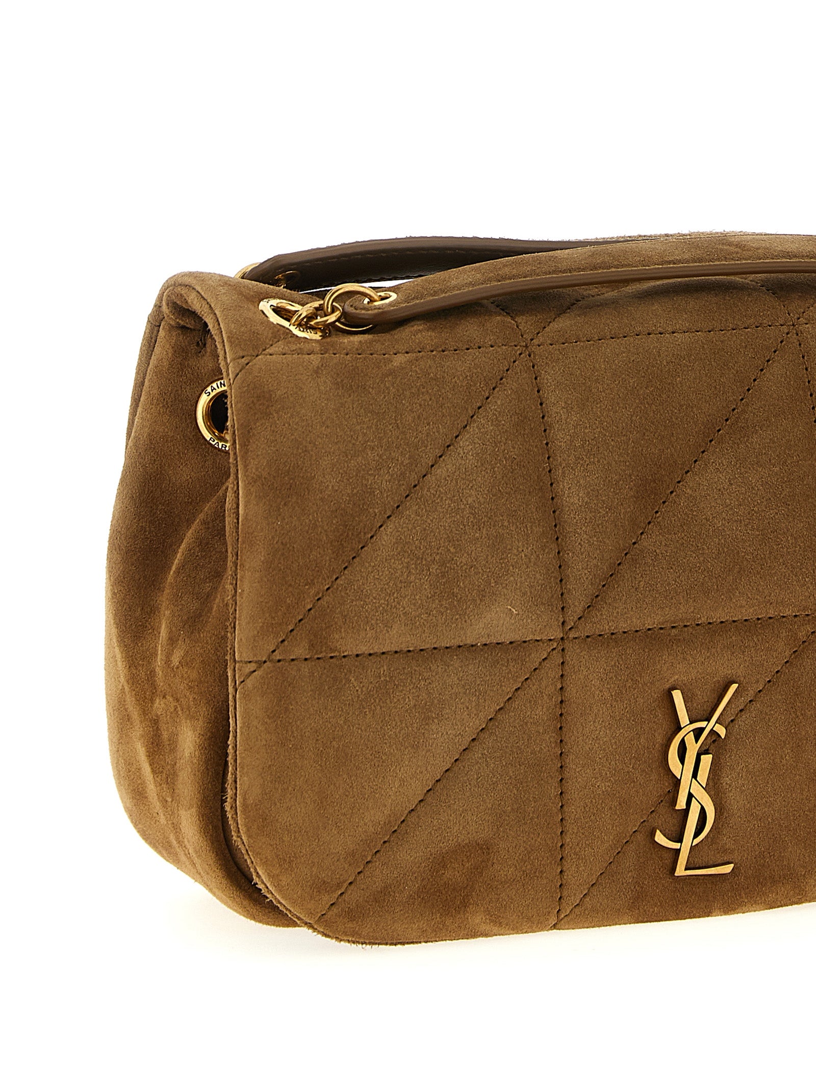 Saint Laurent Beige Calfskin Shoulder Bag - Back view