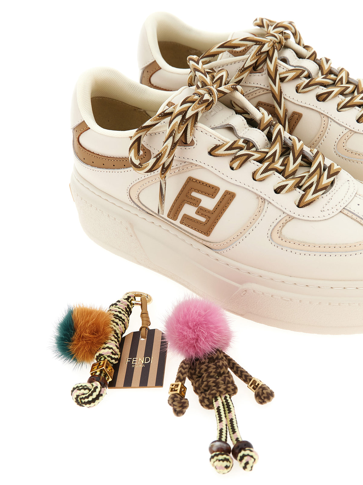 Fendi Multicolor Calfskin Platform Sneakers (Ref. FE317977) - Close-up view