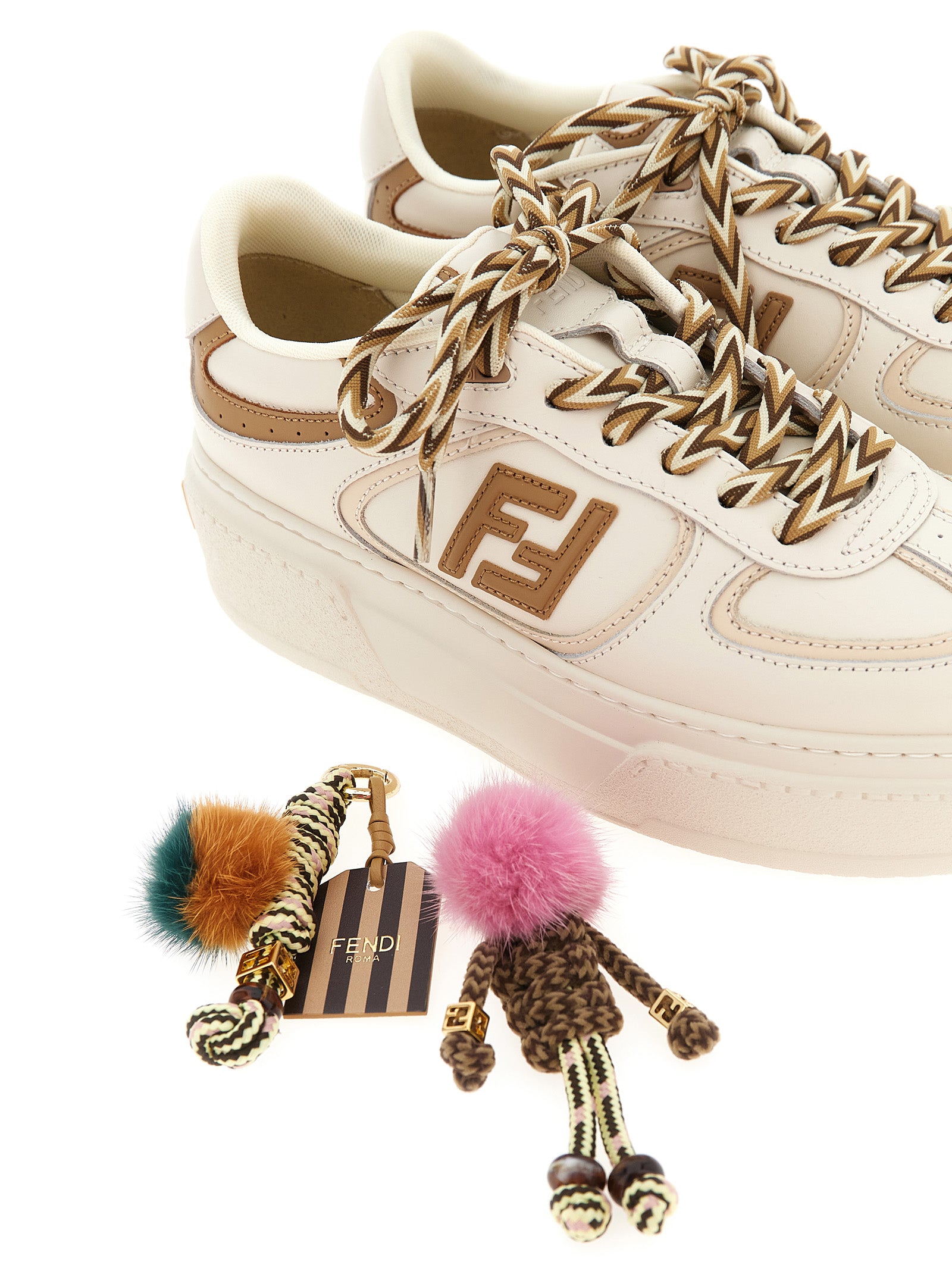 Fendi Multicolor Calfskin Platform Sneakers (Ref. FE317977) - Close-up view