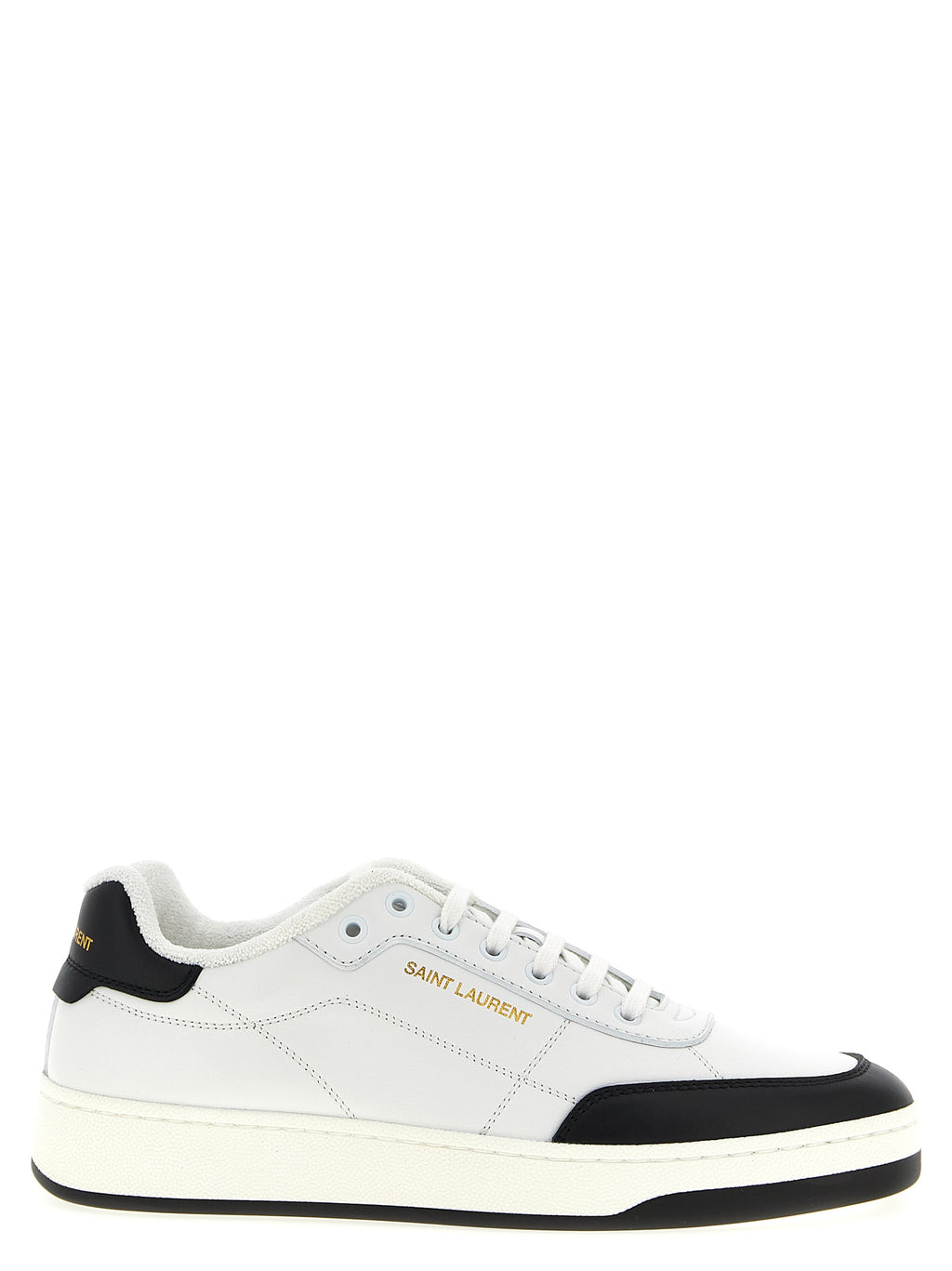 Saint Laurent Bicolor Calfskin Low Top Sneakers - Front view