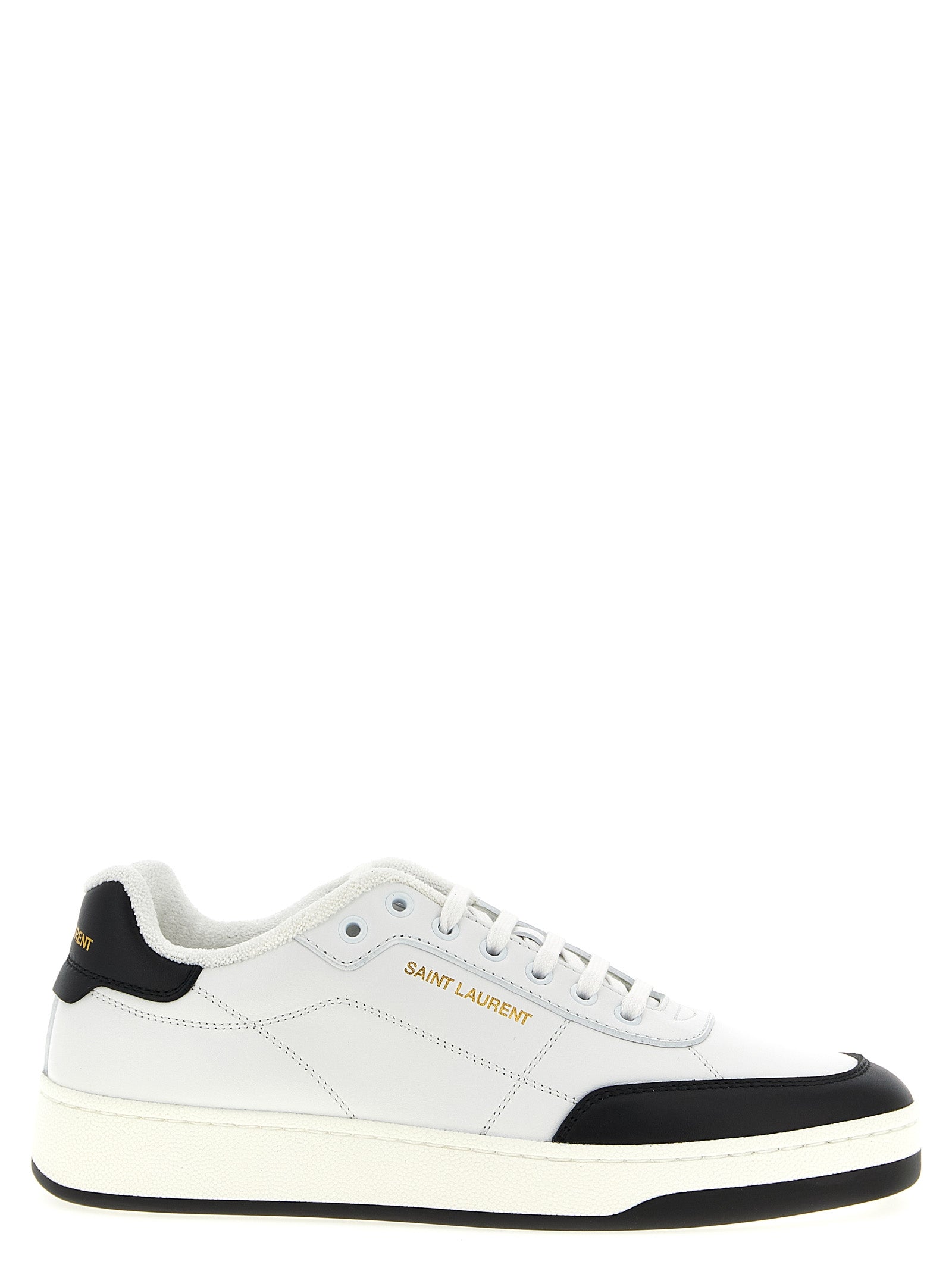 Saint Laurent Bicolor Calfskin Low Top Sneakers - Front view