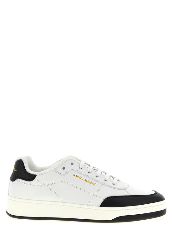 Saint Laurent Bicolor Calfskin Low Top Sneakers - Front view