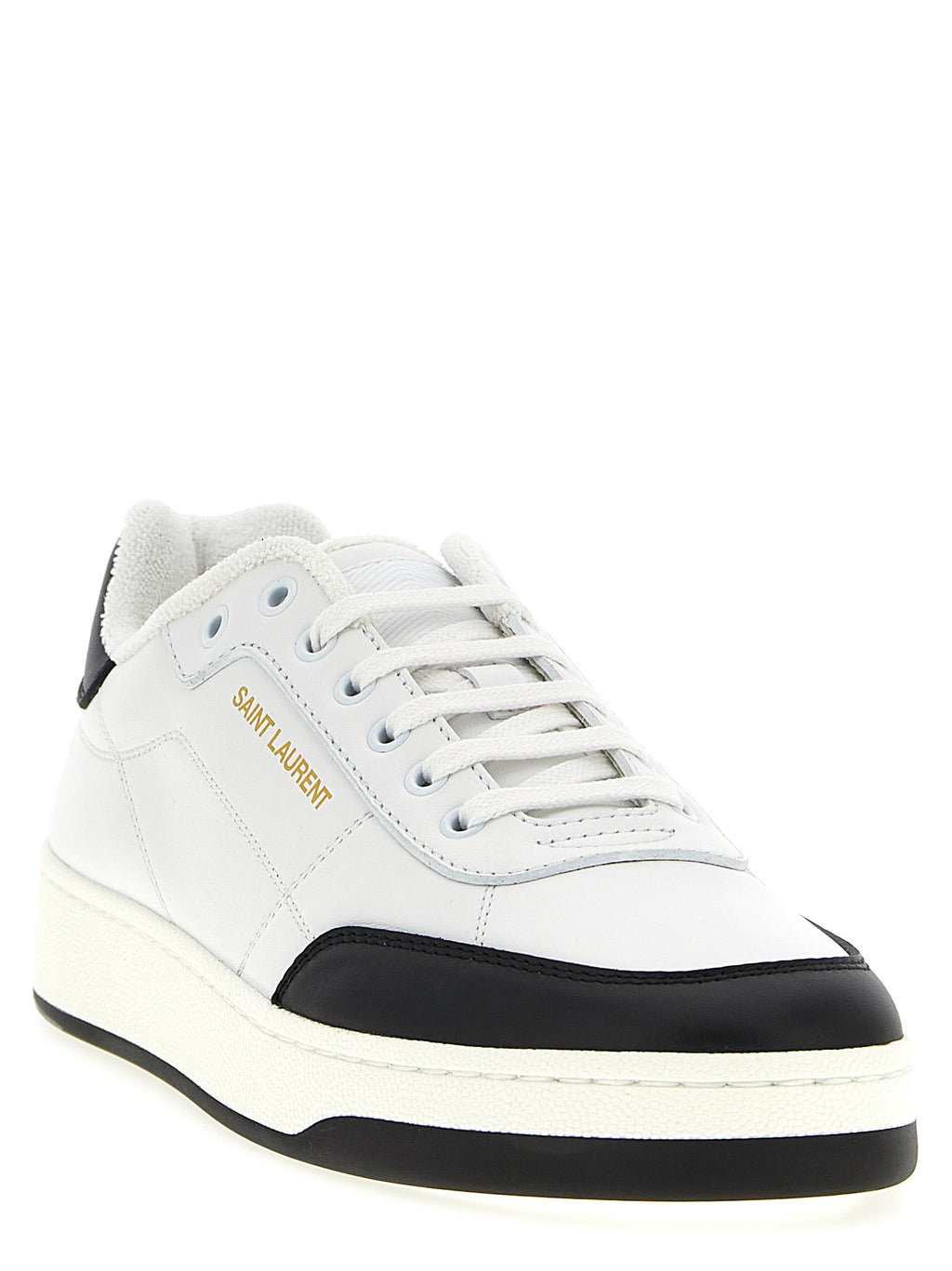 Saint Laurent Bicolor Calfskin Low Top Sneakers - Side view