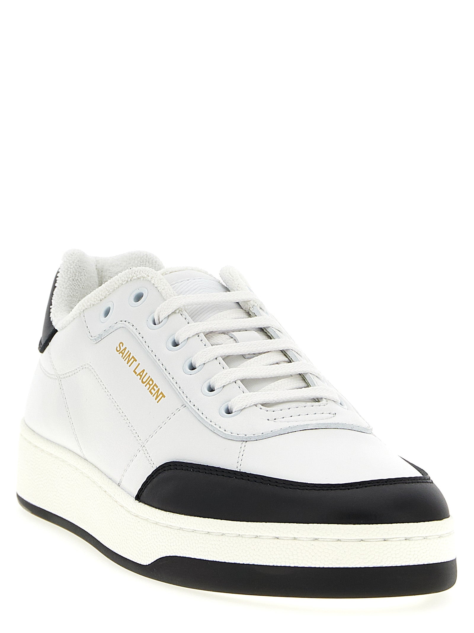 Saint Laurent Bicolor Calfskin Low Top Sneakers - Side view