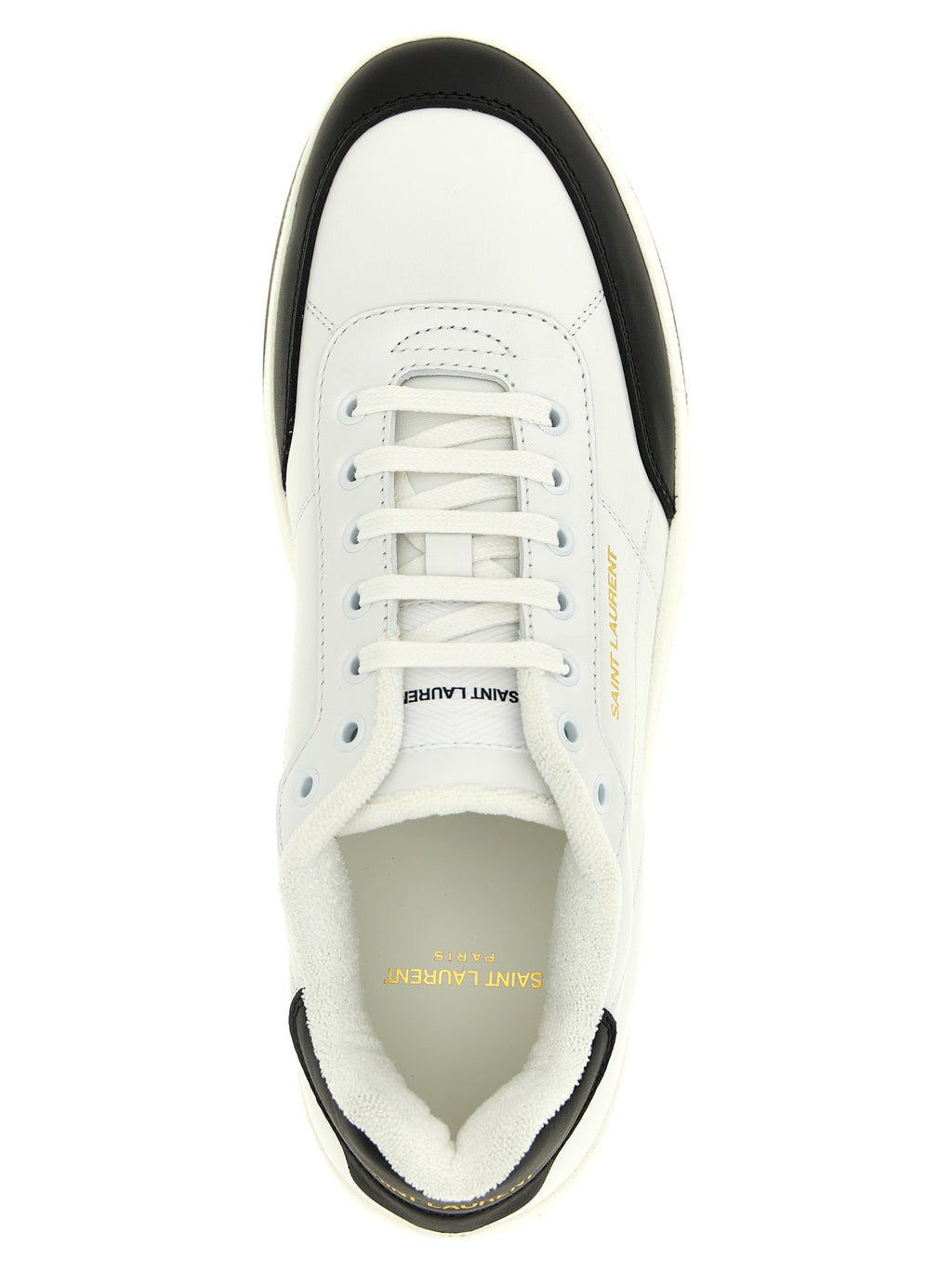 Saint Laurent Bicolor Calfskin Low Top Sneakers - Detail view