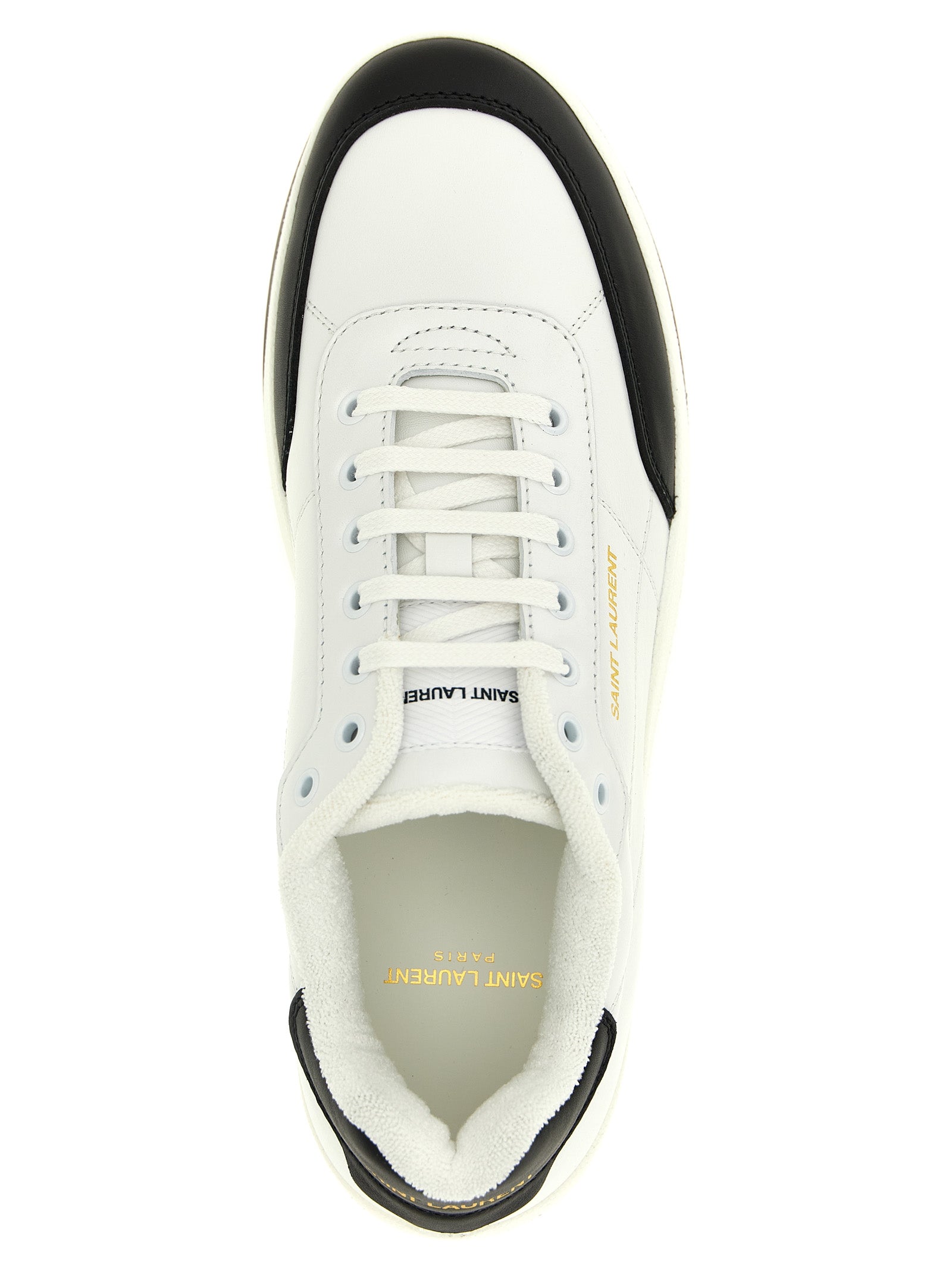 Saint Laurent Bicolor Calfskin Low Top Sneakers - Detail view