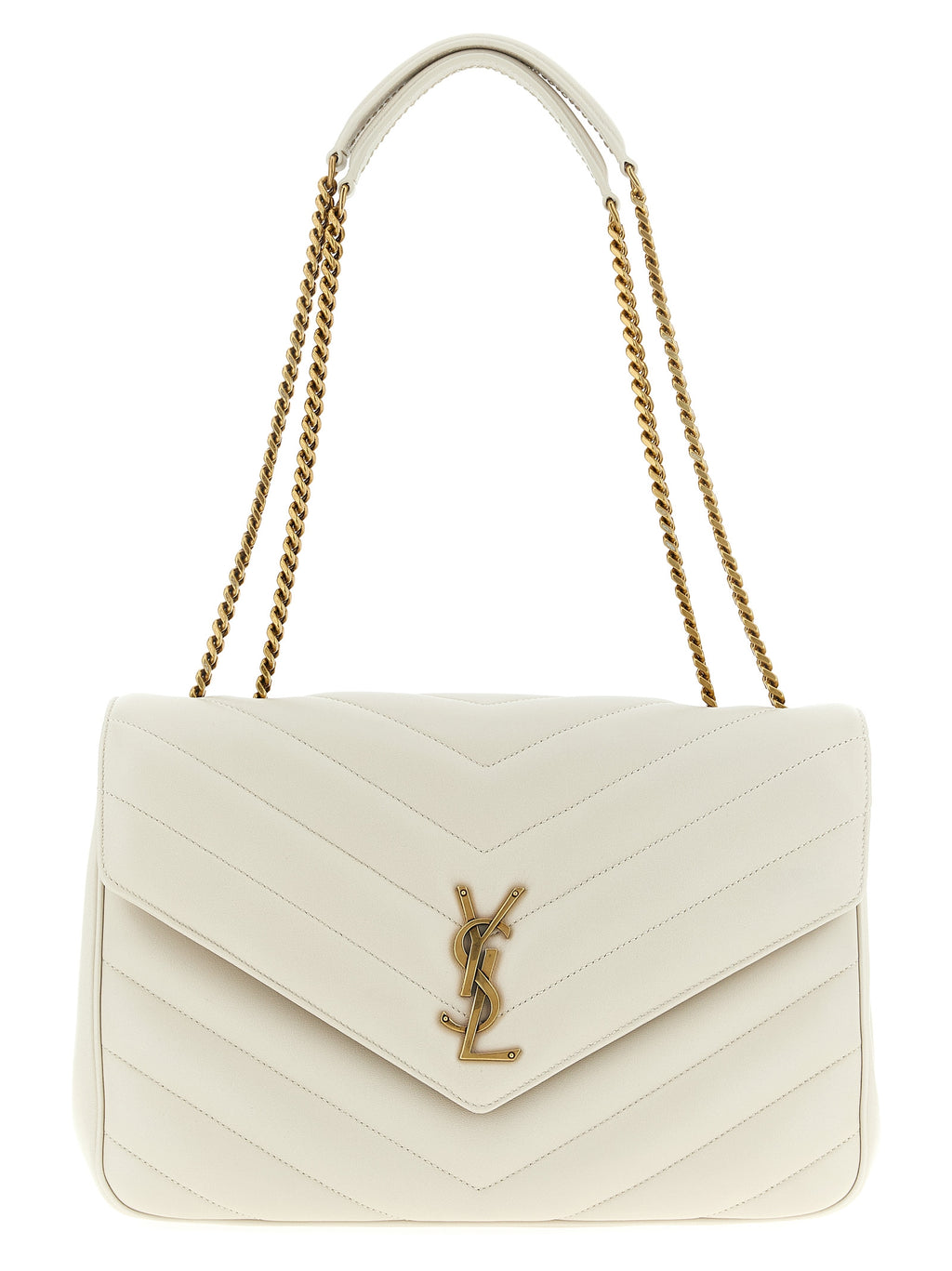 Saint Laurent Beige Lamb Leather Shoulder Bag - Front view