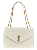 Saint Laurent Beige Lamb Leather Shoulder Bag - Front view