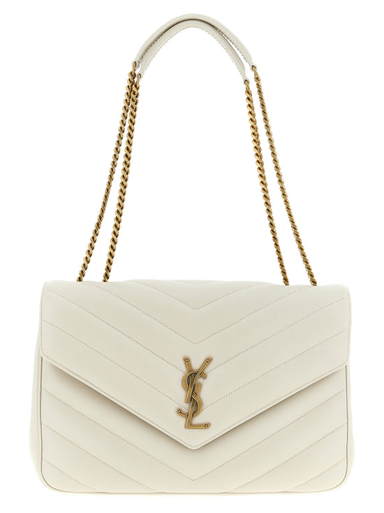 Saint Laurent Beige Lamb Leather Shoulder Bag - Front view