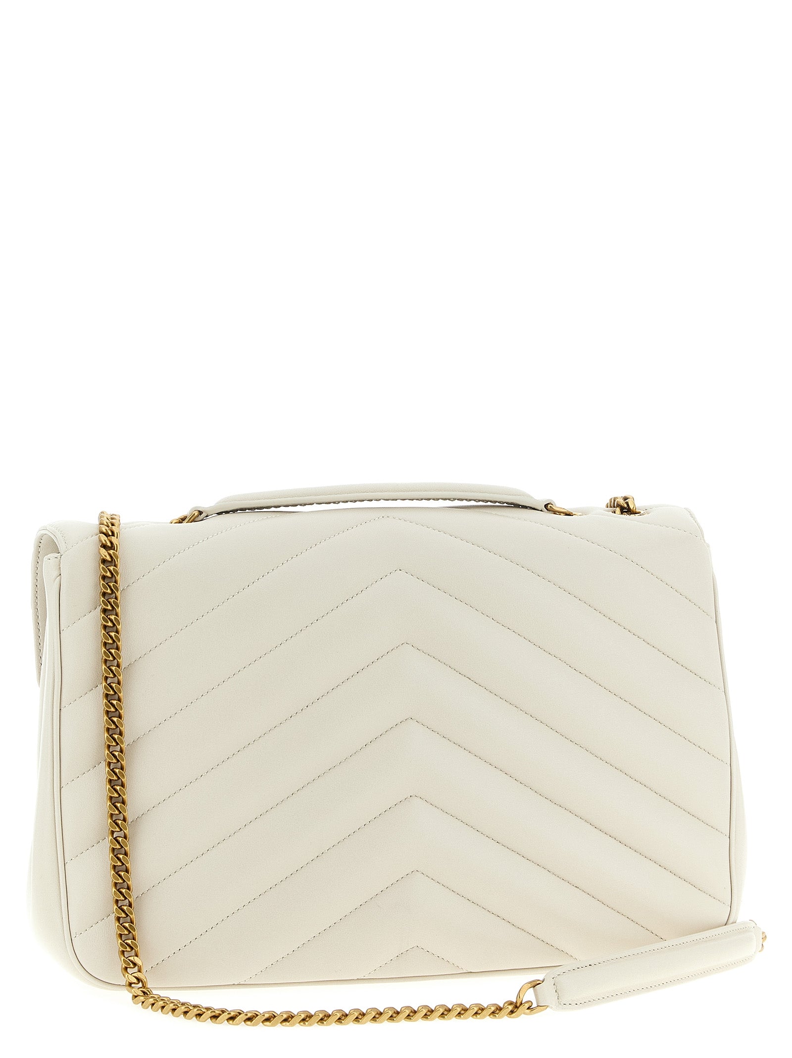 Saint Laurent Beige Lamb Leather Shoulder Bag - Side view