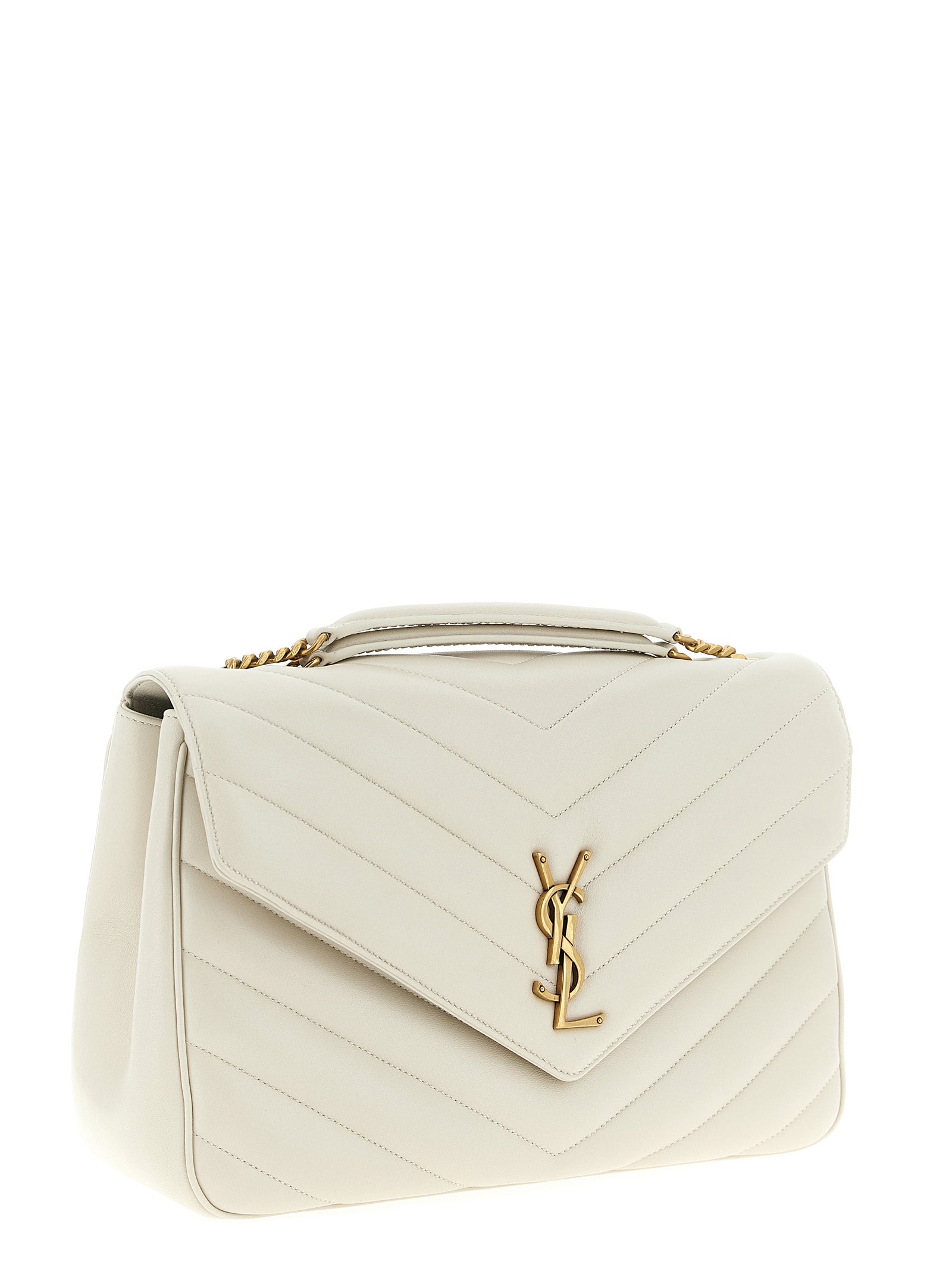 Saint Laurent Beige Lamb Leather Shoulder Bag - Back view