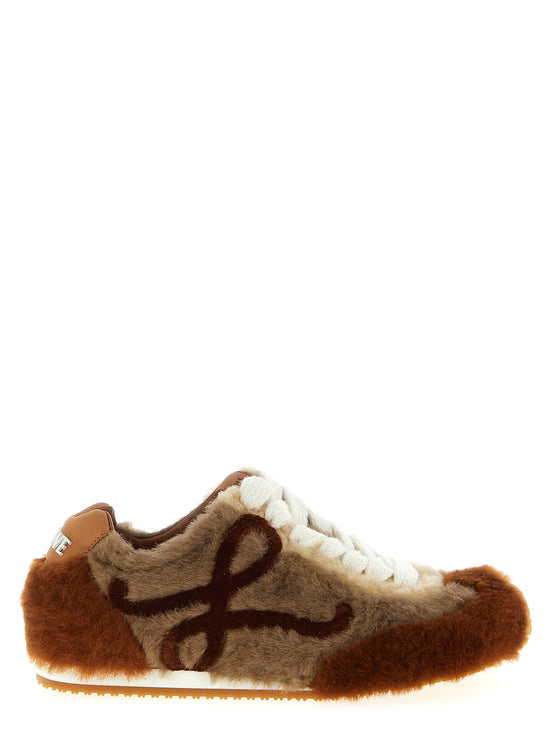 Loewe Brown Lamb Leather Low Top Sneakers - Front view