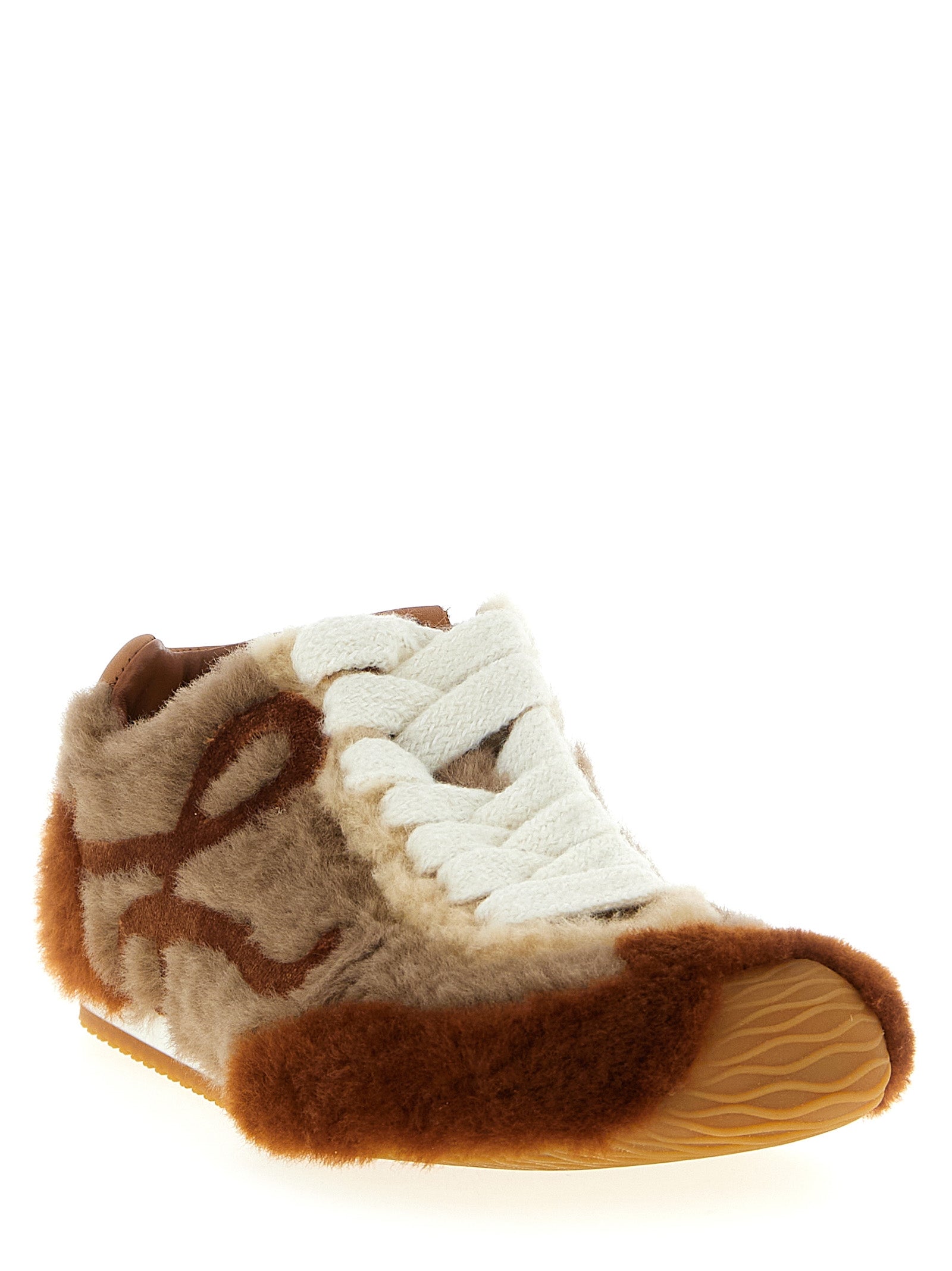 Loewe Brown Lamb Leather Low Top Sneakers - Side view