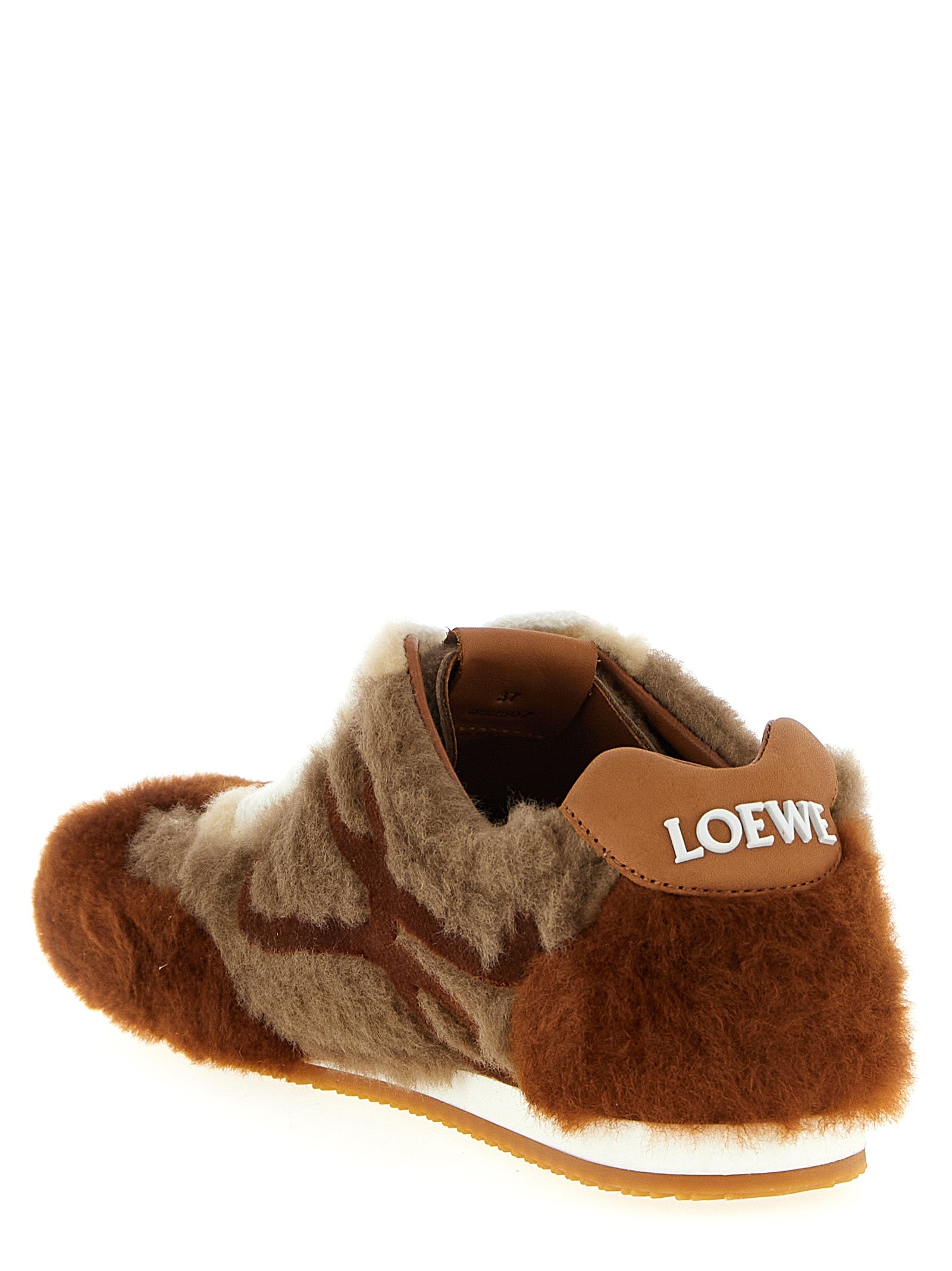 Loewe Brown Lamb Leather Low Top Sneakers - Back view