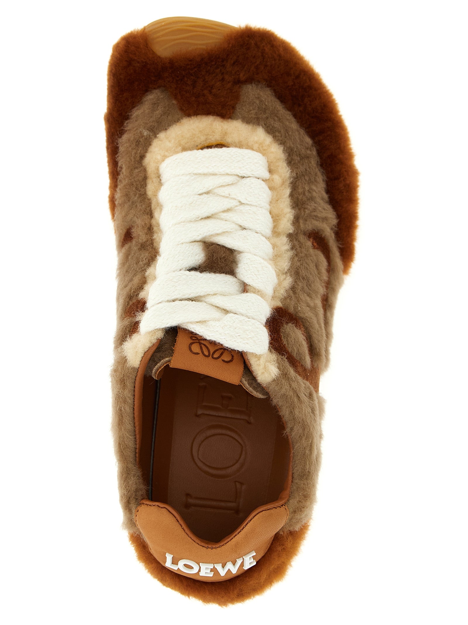 Loewe Brown Lamb Leather Low Top Sneakers - Detail view