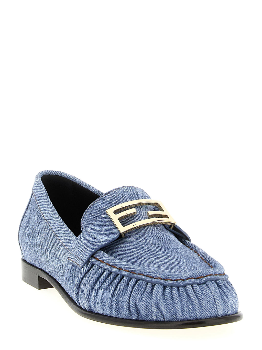Fendi Blue Calfskin Slip On Loafers - Side view