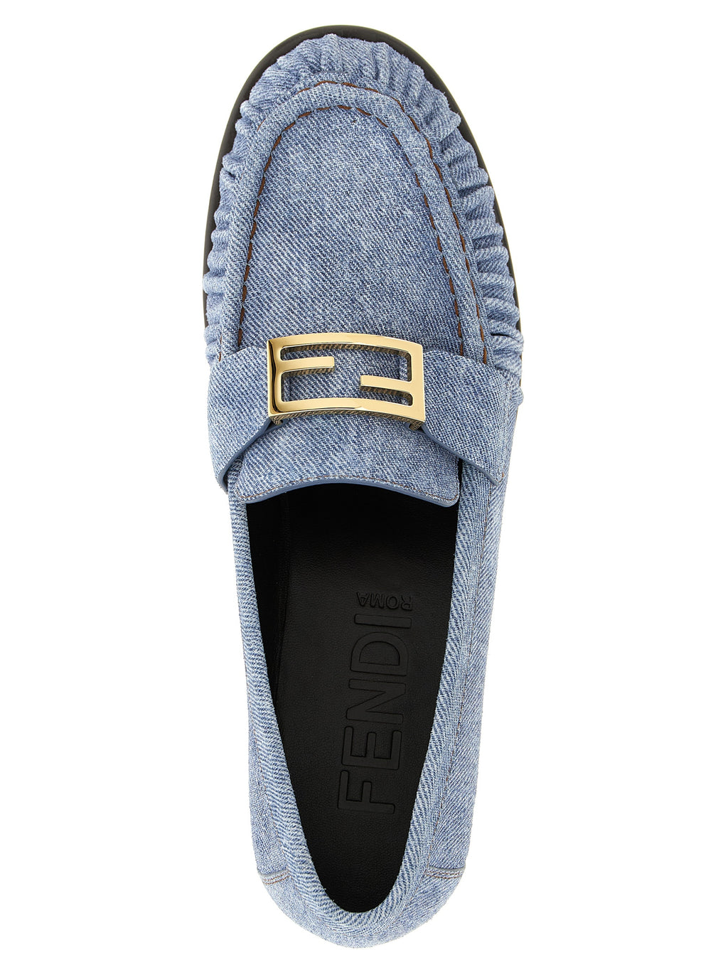 Fendi Blue Calfskin Slip On Loafers - Detail view