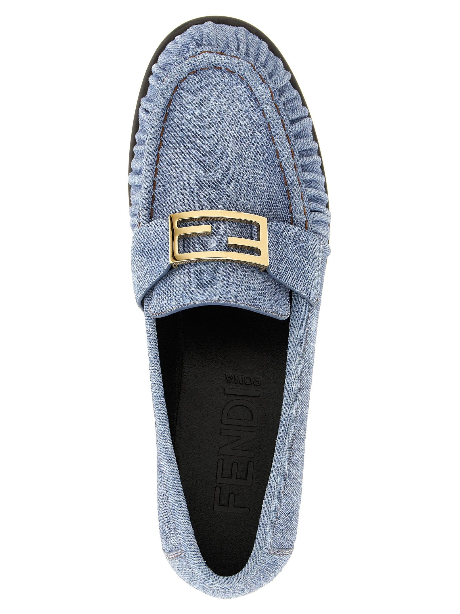 Fendi Blue Calfskin Slip On Loafers - Detail view