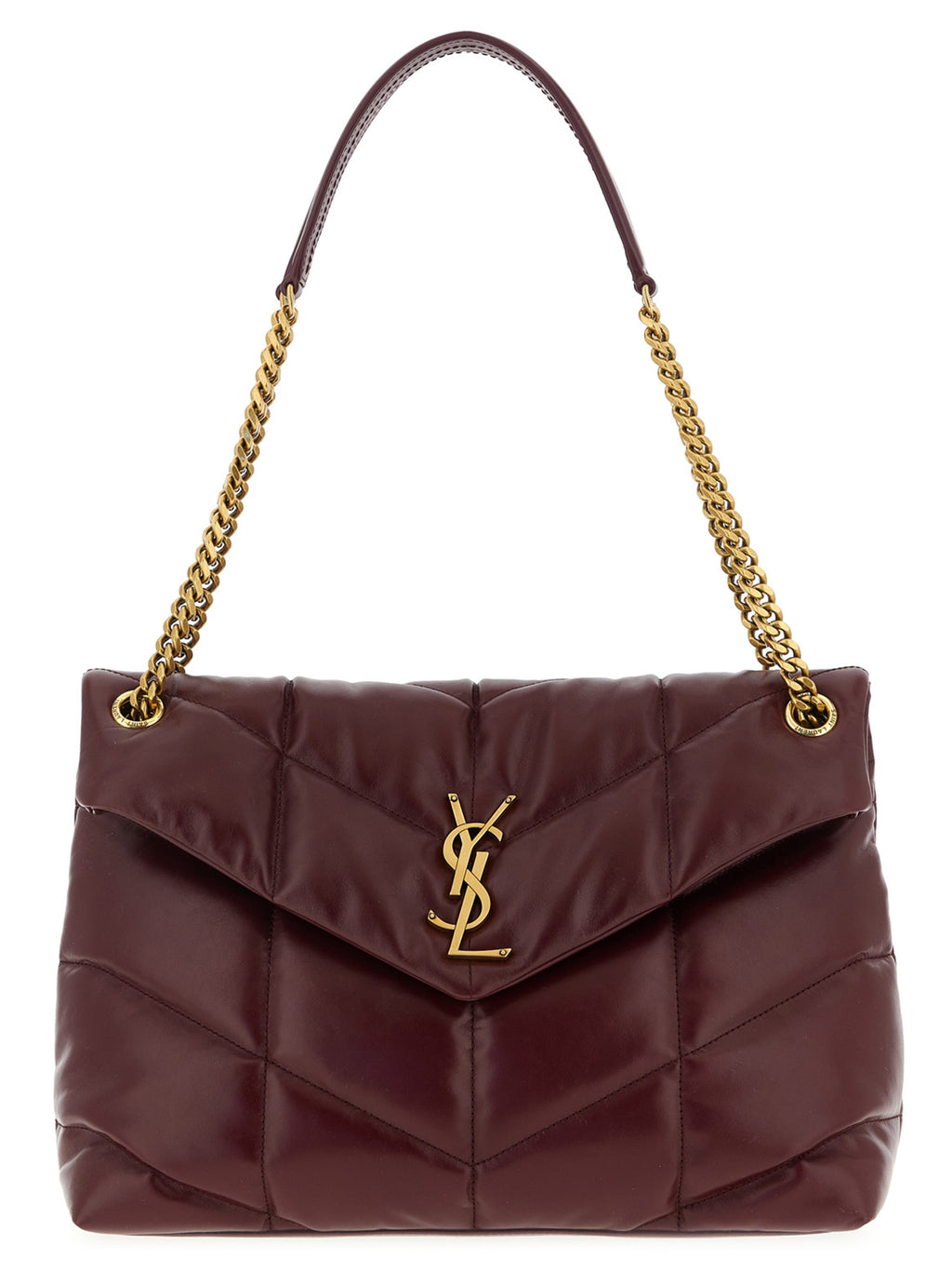 Saint Laurent Bordeaux Calfskin Shoulder Bag - Front view