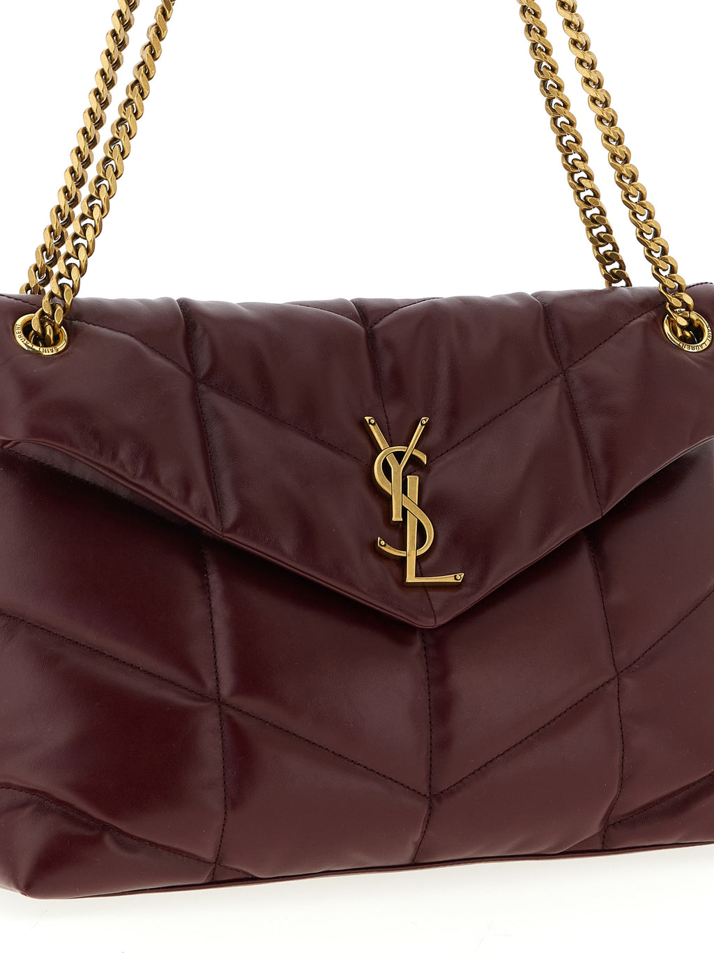 Saint Laurent Bordeaux Calfskin Shoulder Bag - Back view