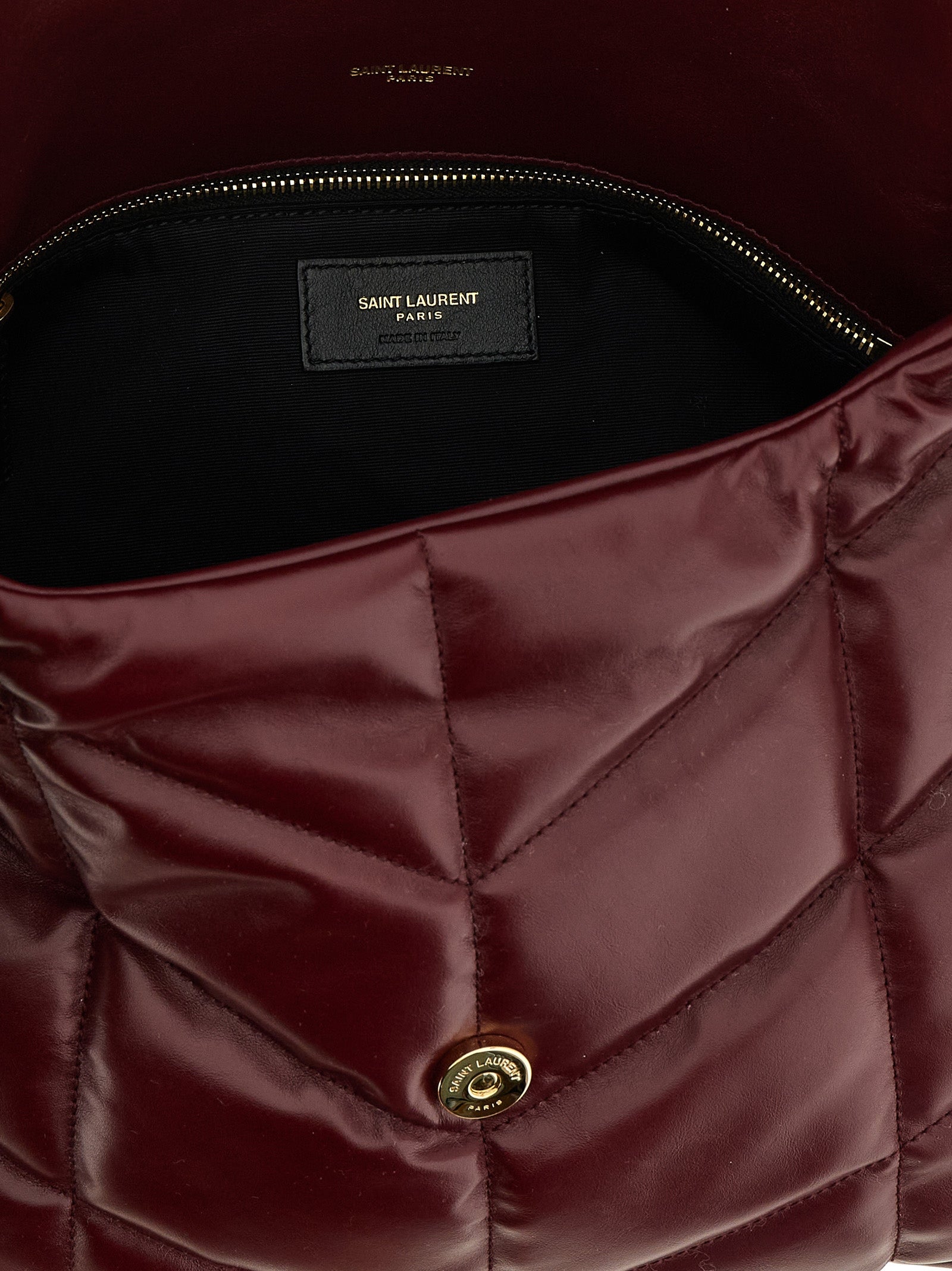 Saint Laurent Bordeaux Calfskin Shoulder Bag - Detail view