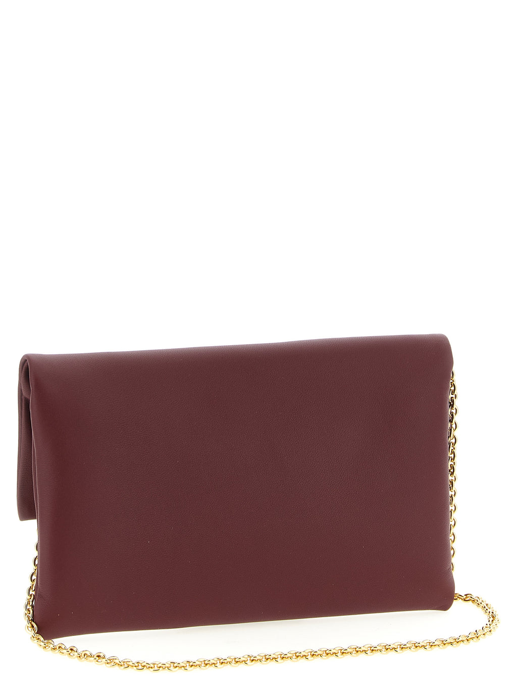Fendi Bordeaux Lamb Leather Clutch Bag - Side view