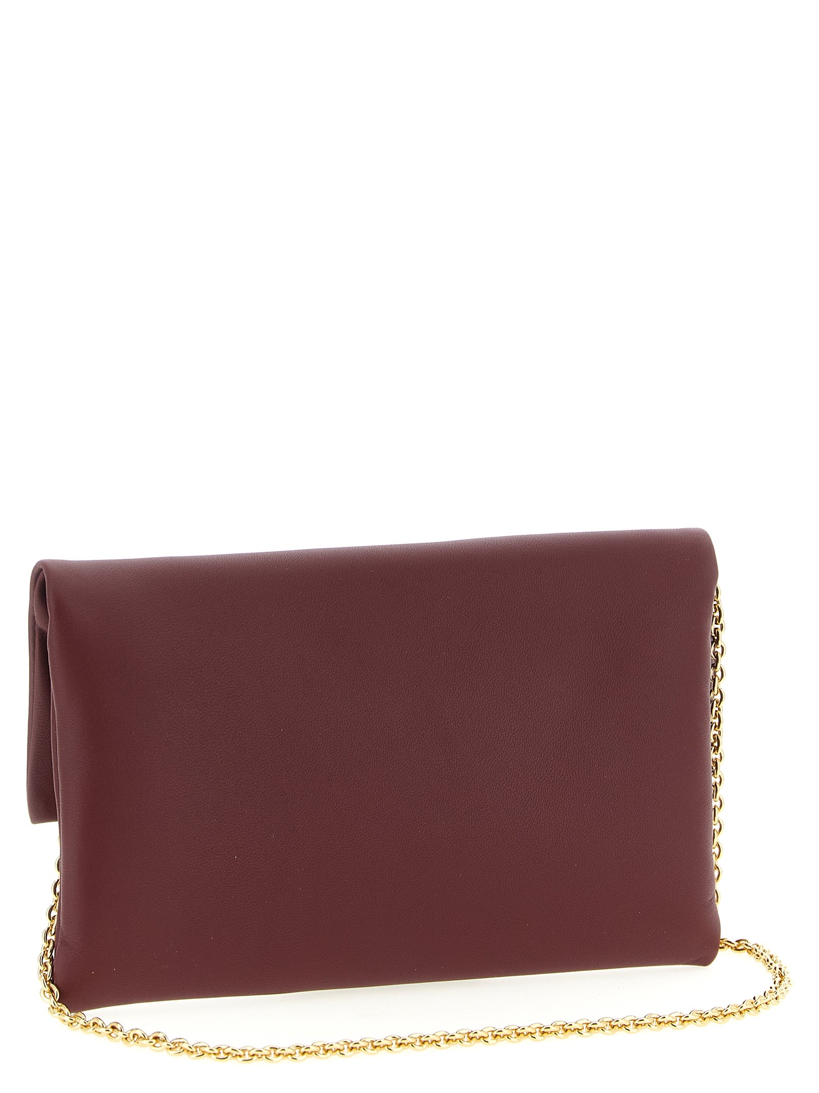 Fendi Bordeaux Lamb Leather Clutch Bag - Side view