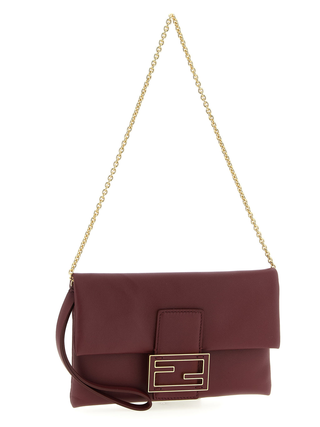 Fendi Bordeaux Lamb Leather Clutch Bag - Back view