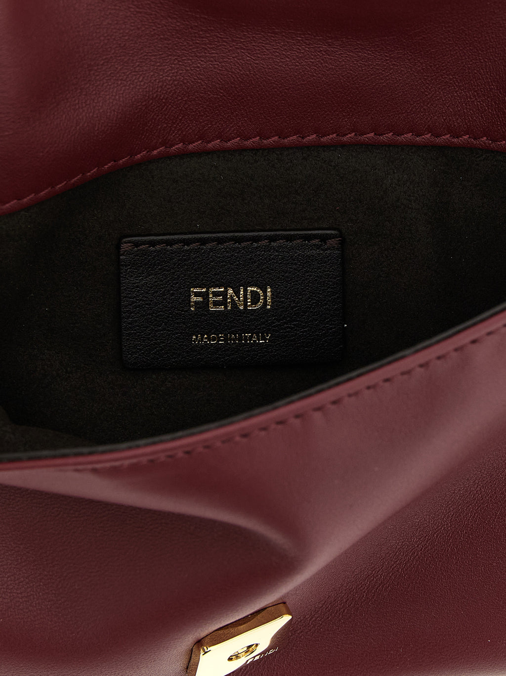 Fendi Bordeaux Lamb Leather Clutch Bag - Detail view