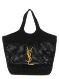 Saint Laurent Black Raffia Tote Bag - Front view