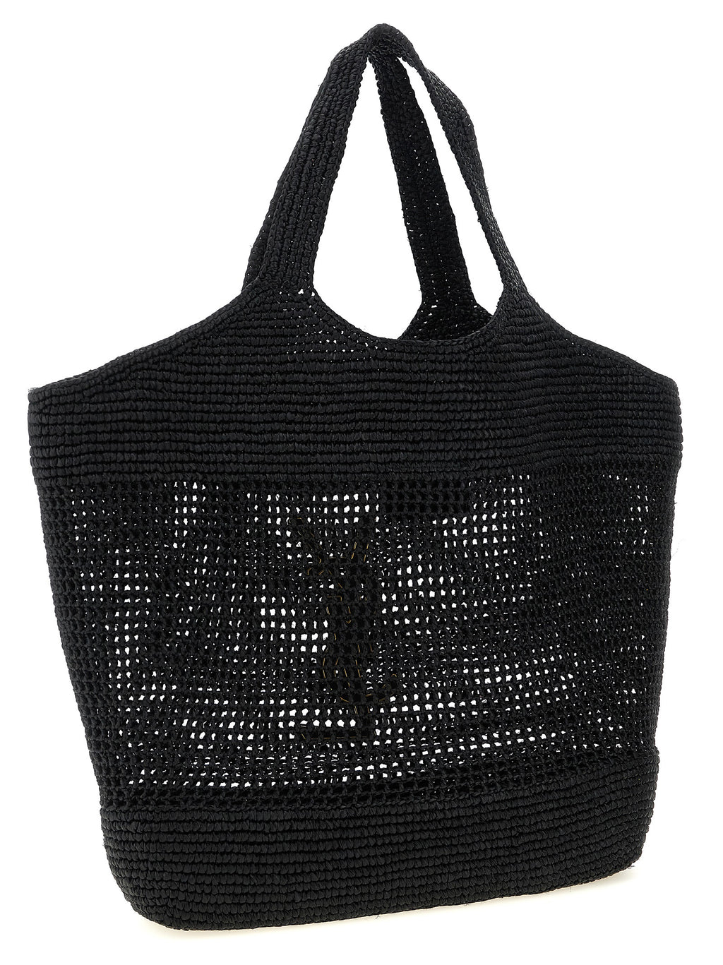 Saint Laurent Black Raffia Tote Bag - Side view