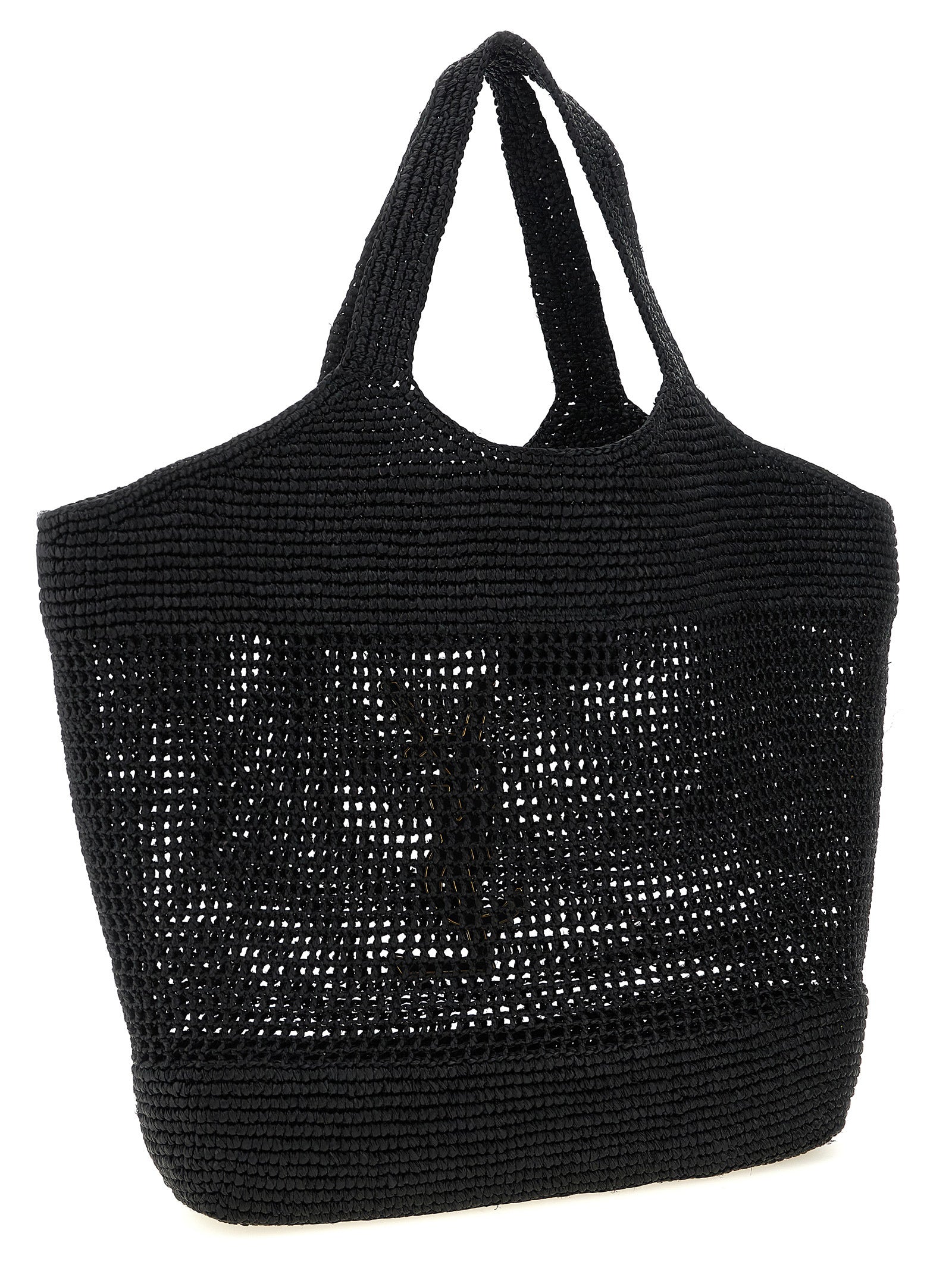 Saint Laurent Black Raffia Tote Bag - Side view