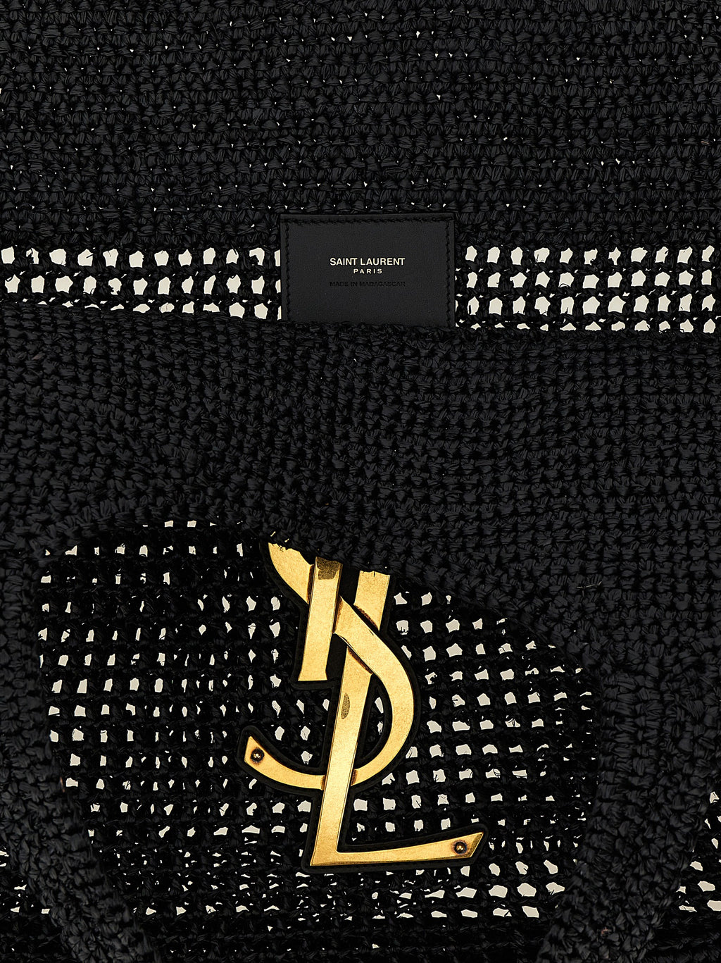 Saint Laurent Black Raffia Tote Bag - Detail view