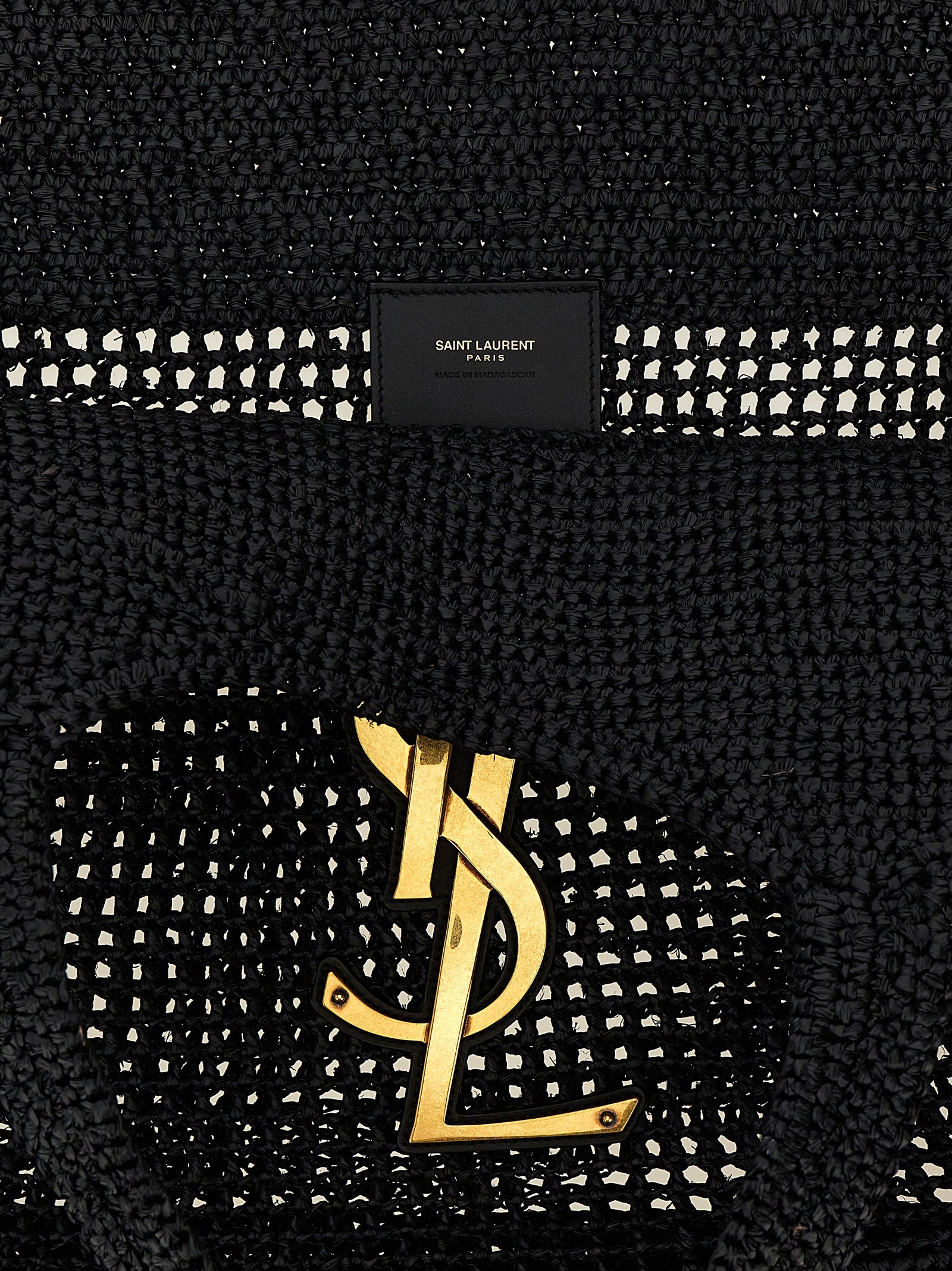 Saint Laurent Black Raffia Tote Bag - Detail view