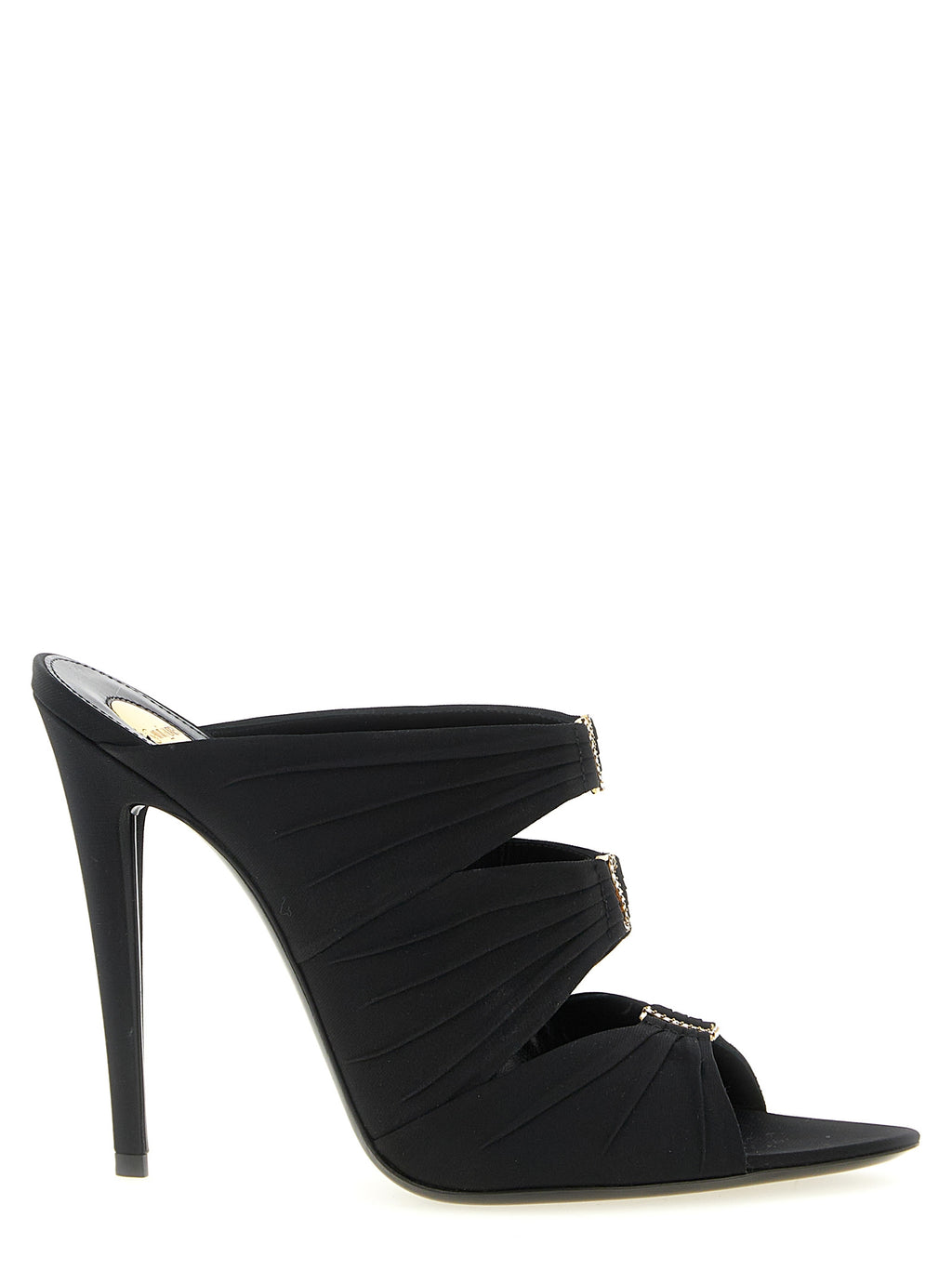 Saint Laurent Black Viscose Stiletto Heel Sandals - Front view