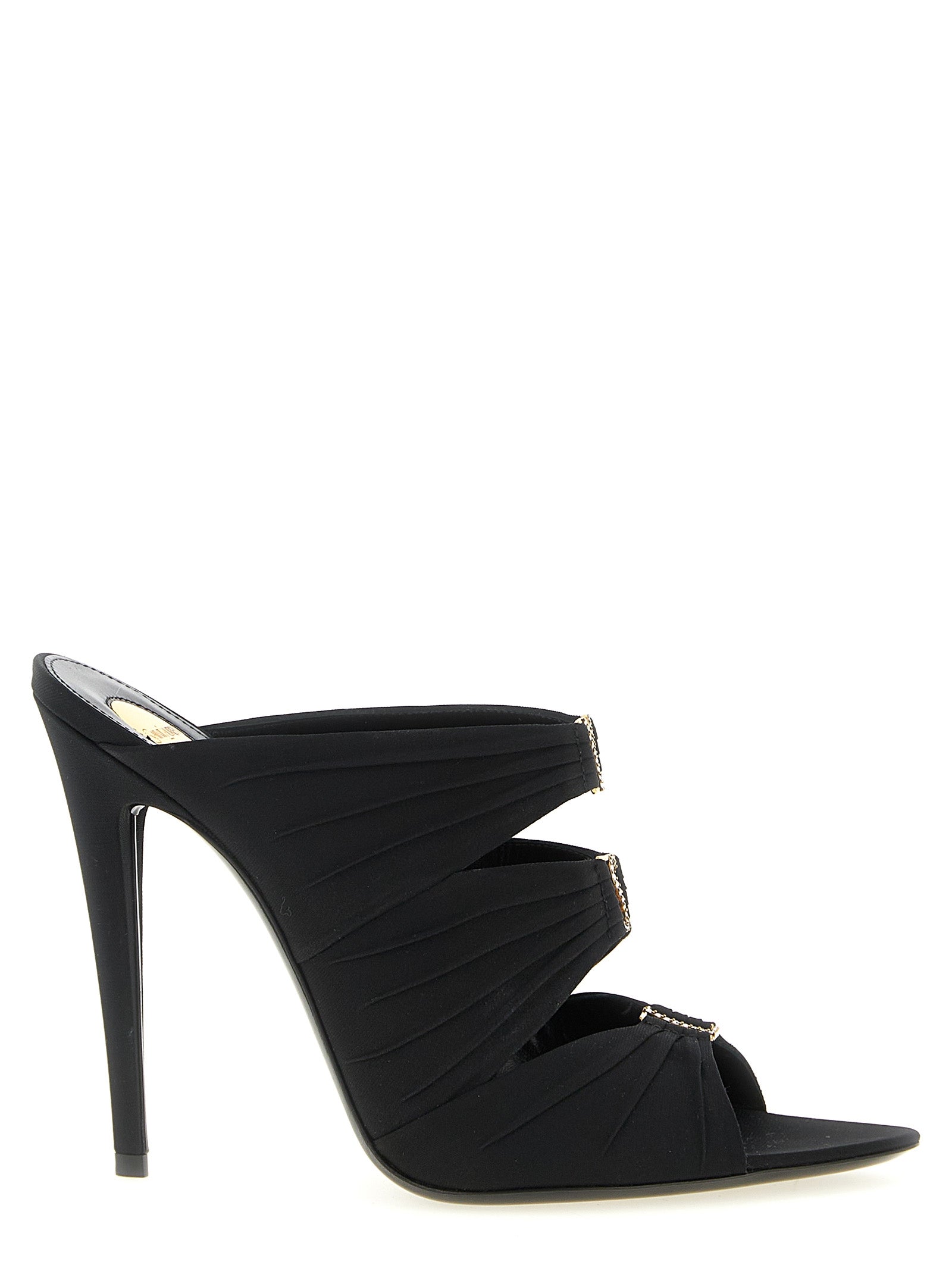 Saint Laurent Black Viscose Stiletto Heel Sandals - Front view