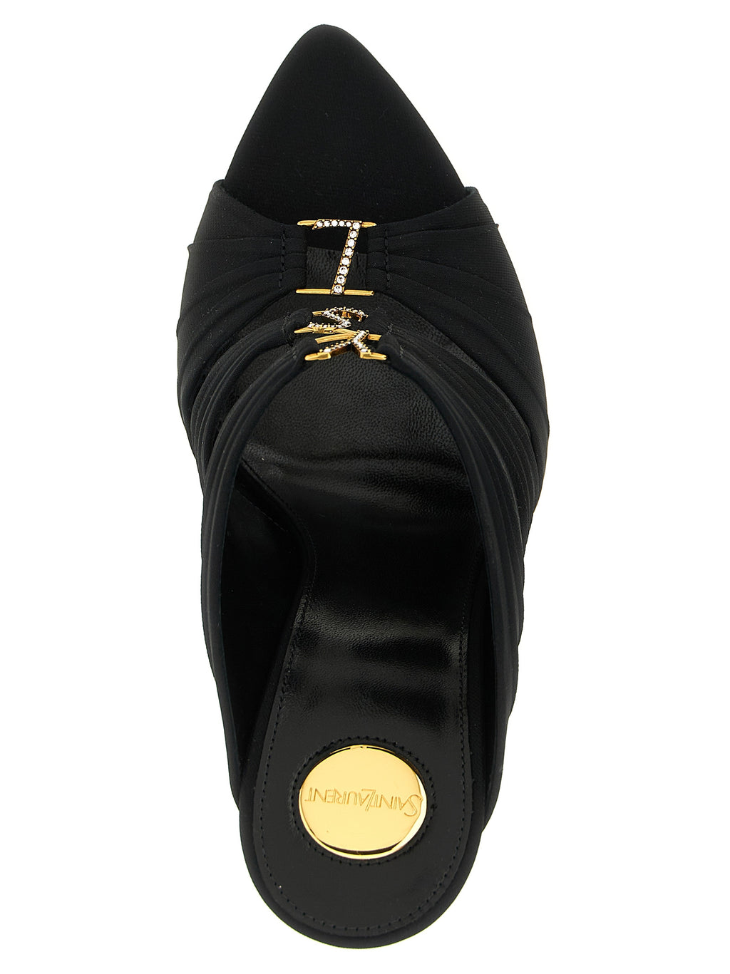 Saint Laurent Black Viscose Stiletto Heel Sandals - Detail view